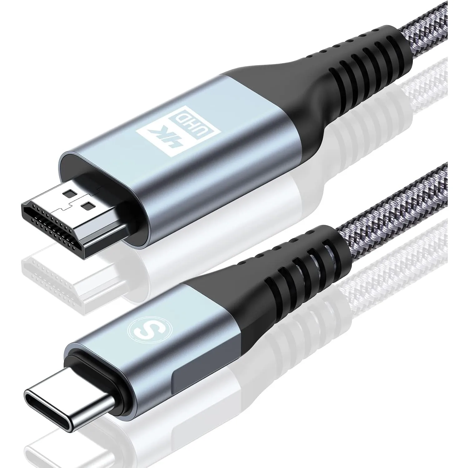 sweguard USB C auf HDMI Kabel 4K 2M,USB Typ C zu HDMI UHD Kabel Geflochten Thunderbolt 5/4 Adapter Kompatibel für iPhon…
