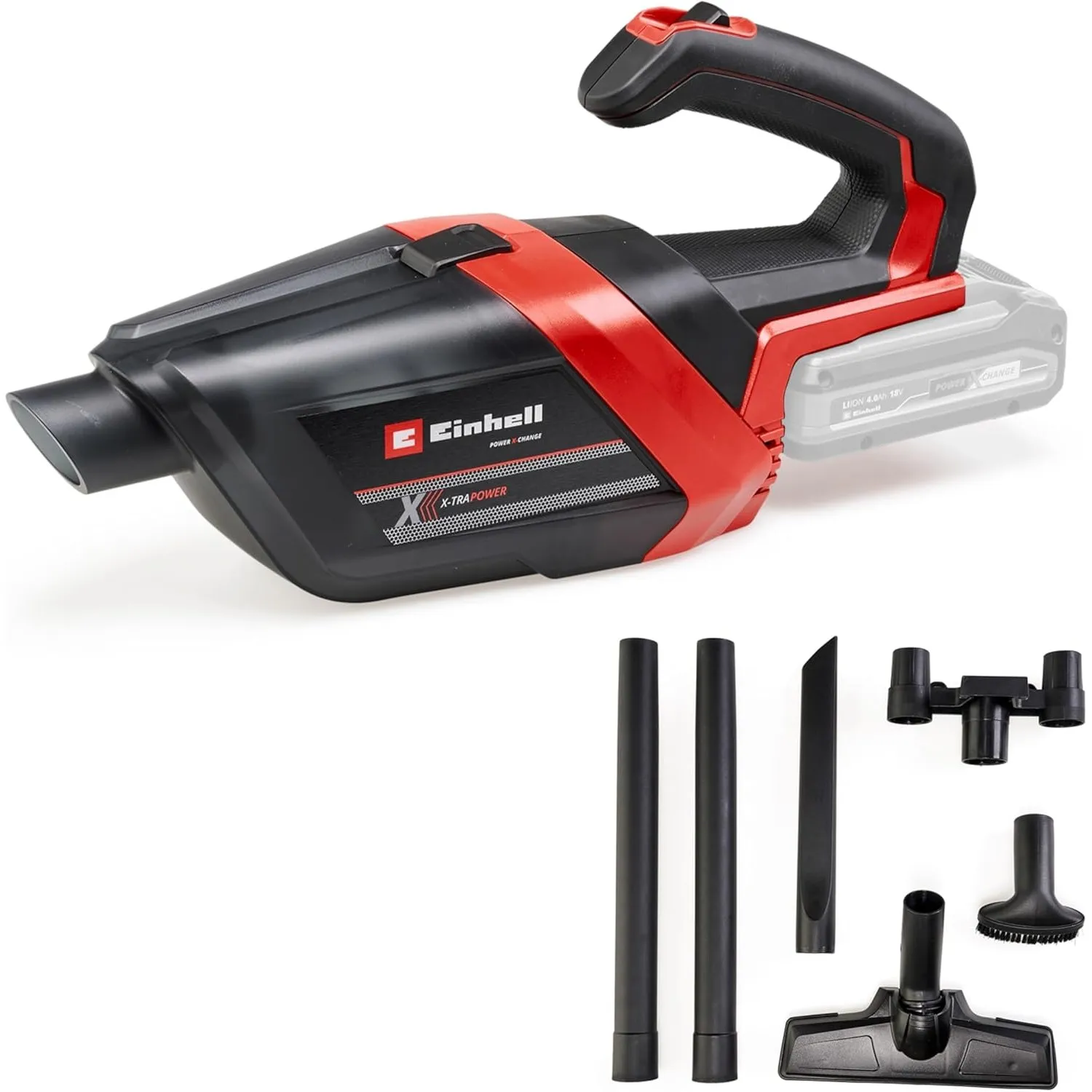 Einhell Akku-Handstaubsauger TE-HV 18/06 Li-Solo Power X-Change (18 V, 72 mbar Saugleistung, inkl. Fugendüse, Polsterdü…