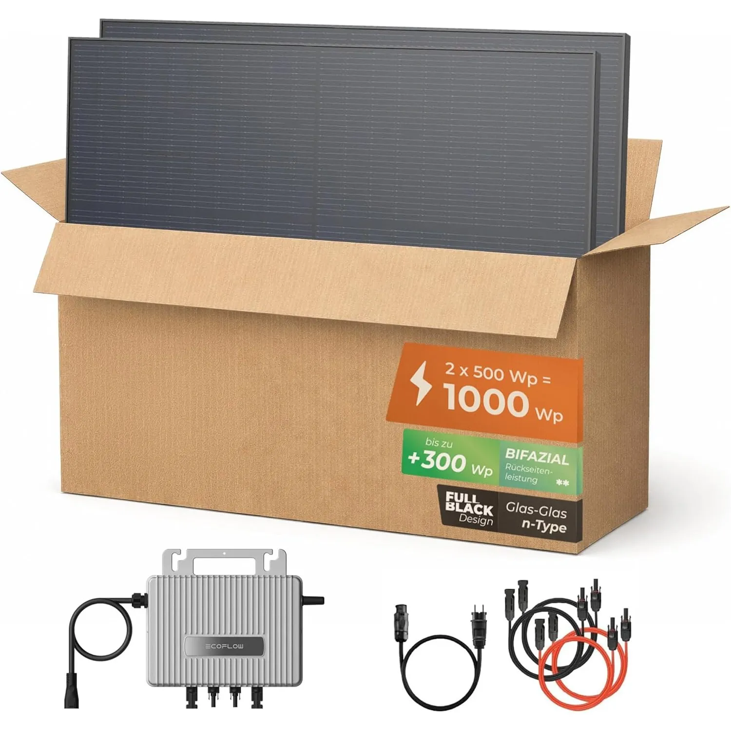 Solarway® 1000Wp / 800W Balkonkraftwerk komplett Steckdose - neuester EcoFlow Stream 800 Watt Wechselrichter - Solaranl…