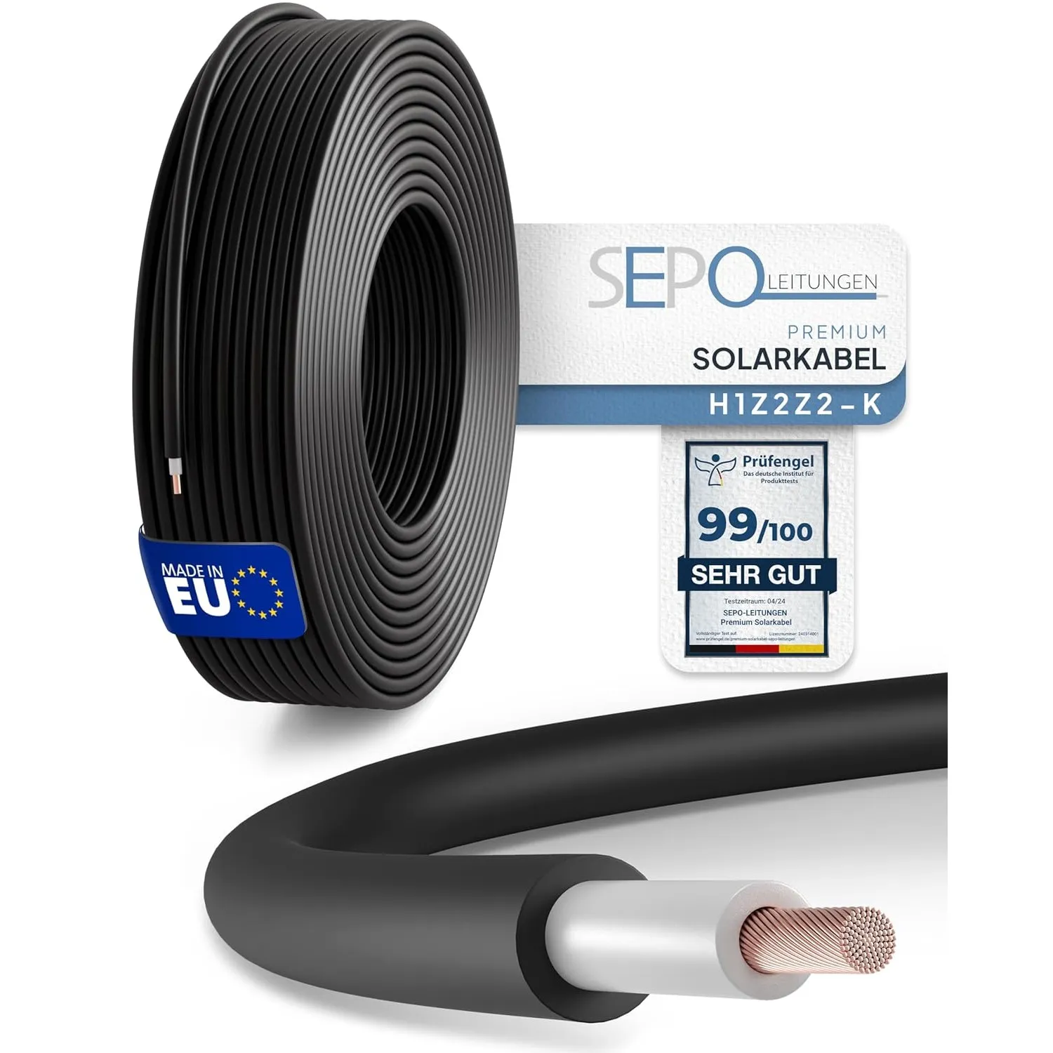 Solarkabel 6mm² 5m Schwarz – Solarleitung H1Z2Z2-K für Photovoltaik PV
