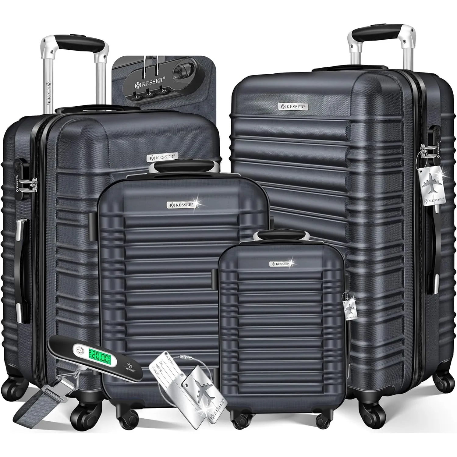 KESSER® 4tlg. Hartschalenkofferset Hartschalenkoffer Reisekoffer Set Reisekofferset Trolley Koffer 4 Rollen ABS-Hartsch…