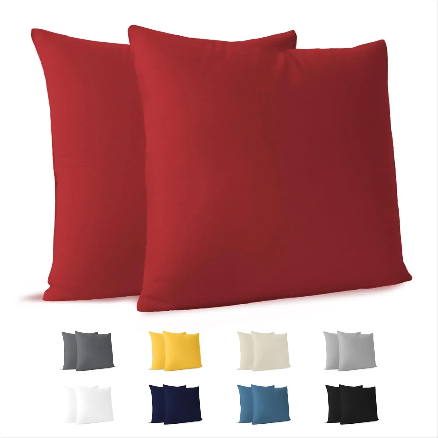 Dreamzie Kopfkissenbezug, 50 x 50 cm (2 Stück), 100% Baumwolle, Jersey, 150 g/m², rot, Kissenbezug 50 x 50 cm, Baumwoll…