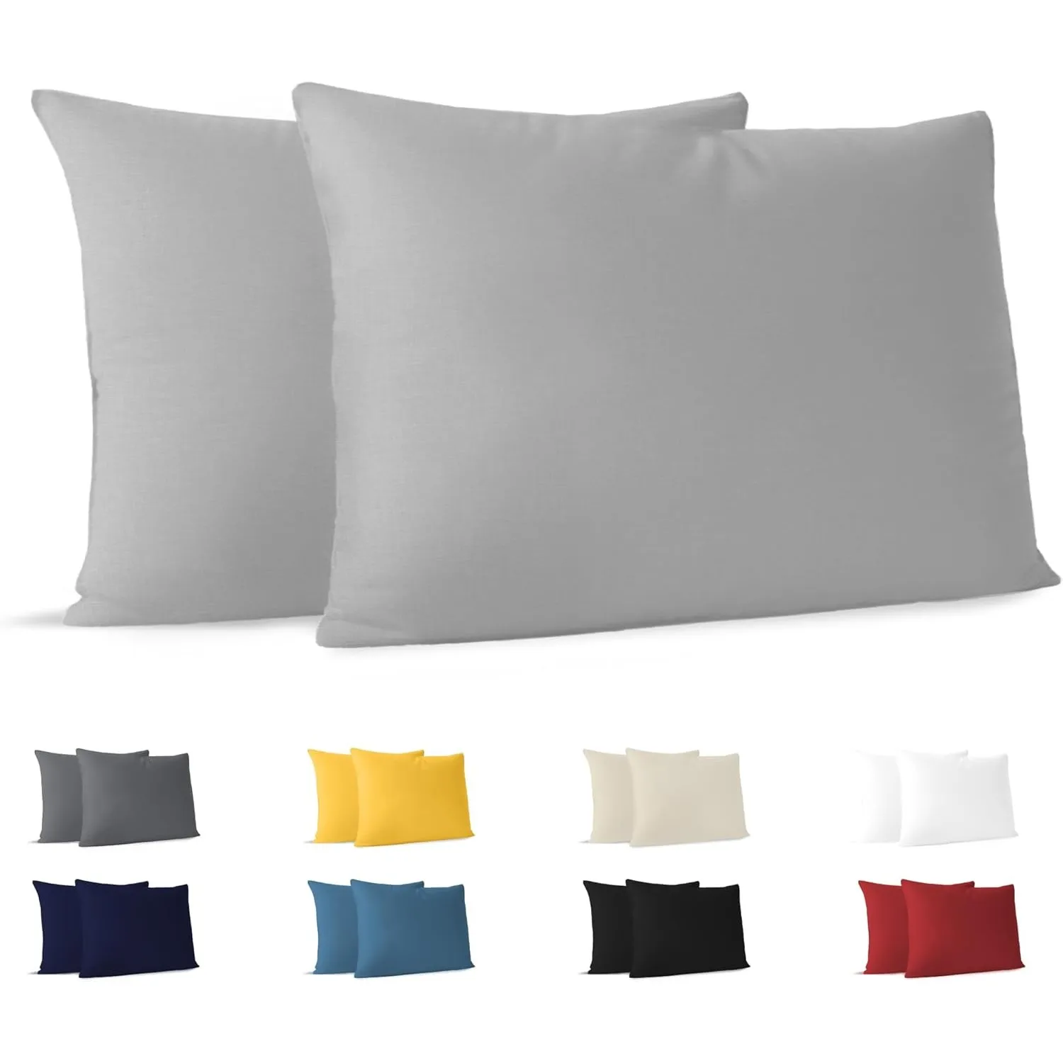 Dreamzie - Kissenbezug 30x50 cm - 2er Set - 100% Baumwolle - Grau | Oeko-Tex zertifiziert · mit Reißverschluss · Kopfki…