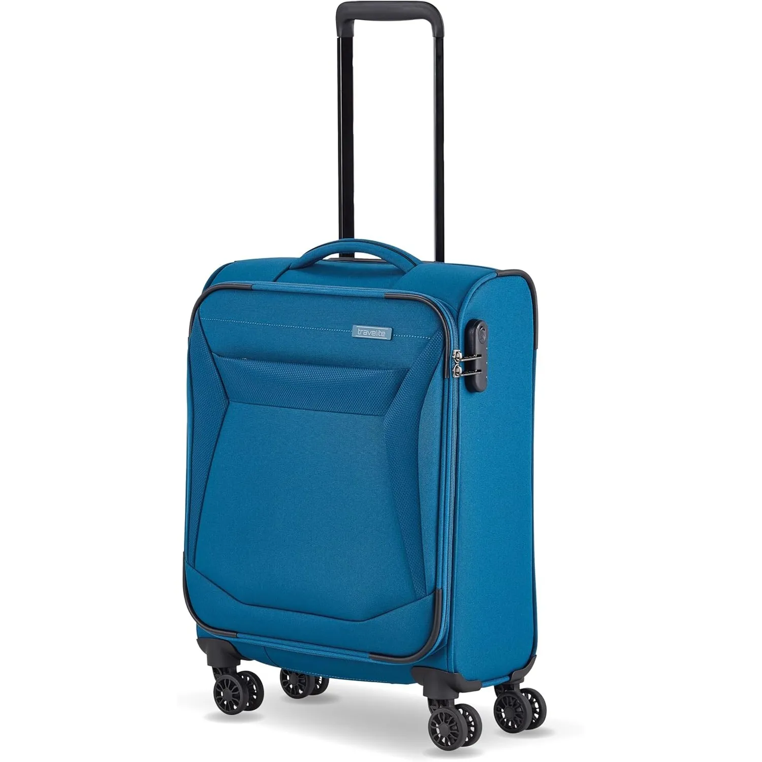 Travelite Handgepäck Trolley klein, Chios, Weichschale, 55x39x20 cm, 2,4 kg, mit 4 Doppelrollen & Zahlenschloss – Koffe…