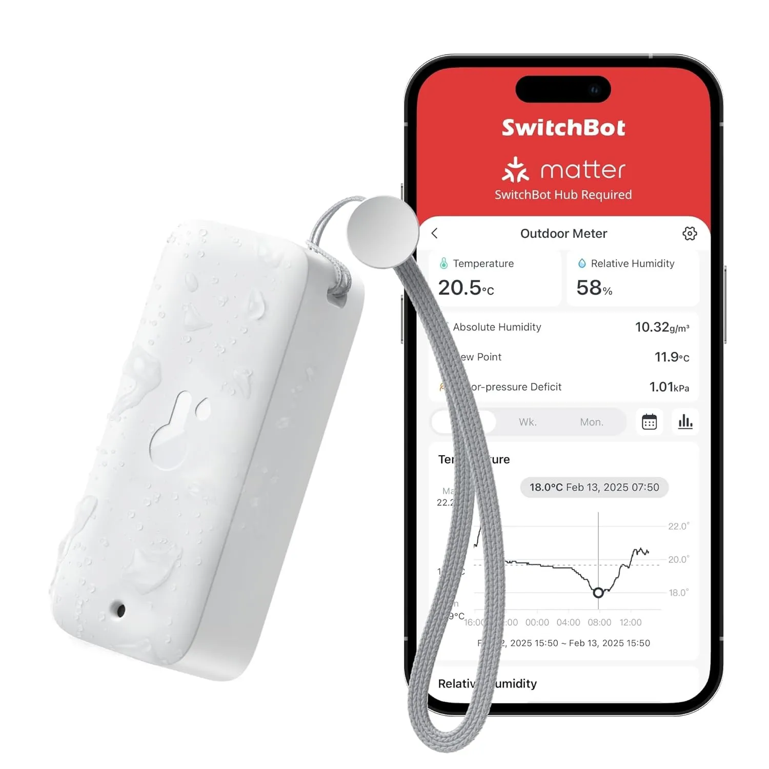 SwitchBot IP65 Hygrometer Thermometer Innen Außen, Bluetooth Thermometer con Taupunkt/VPD/Absolute Feuchtigkeitssensor,…