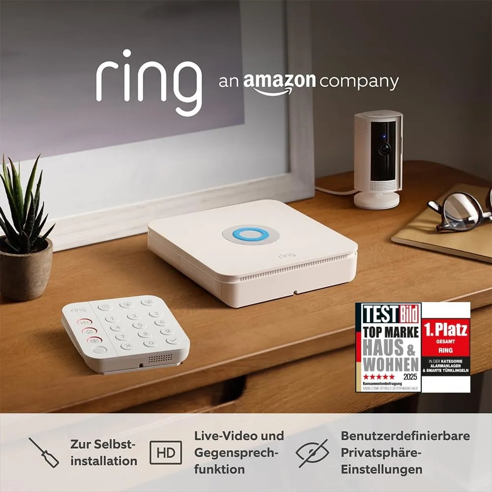 Ring Alarm - S + Innenkamera (Indoor Camera, 2. Gen.) im Paket | Alarmanlage für Haus & Wohnung mit WLAN & Kamera | Ala…