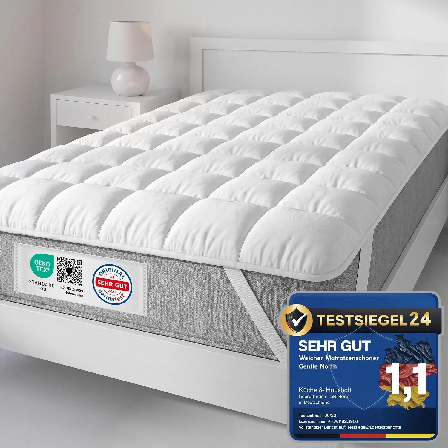 Besonders weicher Matratzenschoner 200x200cm - Matratzenauflage für Matratzen bis 30cm - Bei 60°C waschbar & Öko-Tex fü…