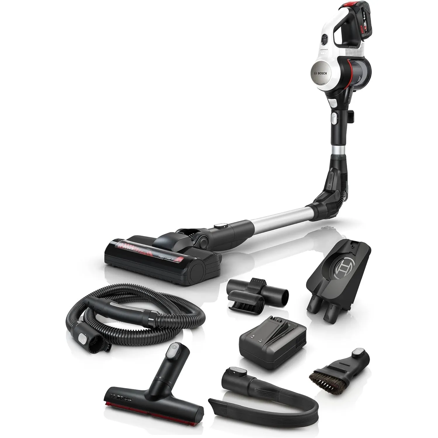 Bosch Akku-Staubsauger Unlimited 7 BSS715CARP, kabellos, Knickrohr, Hygiene-Filter, 10 Jahre Motorgarantie, 5.0 Ah Akku…