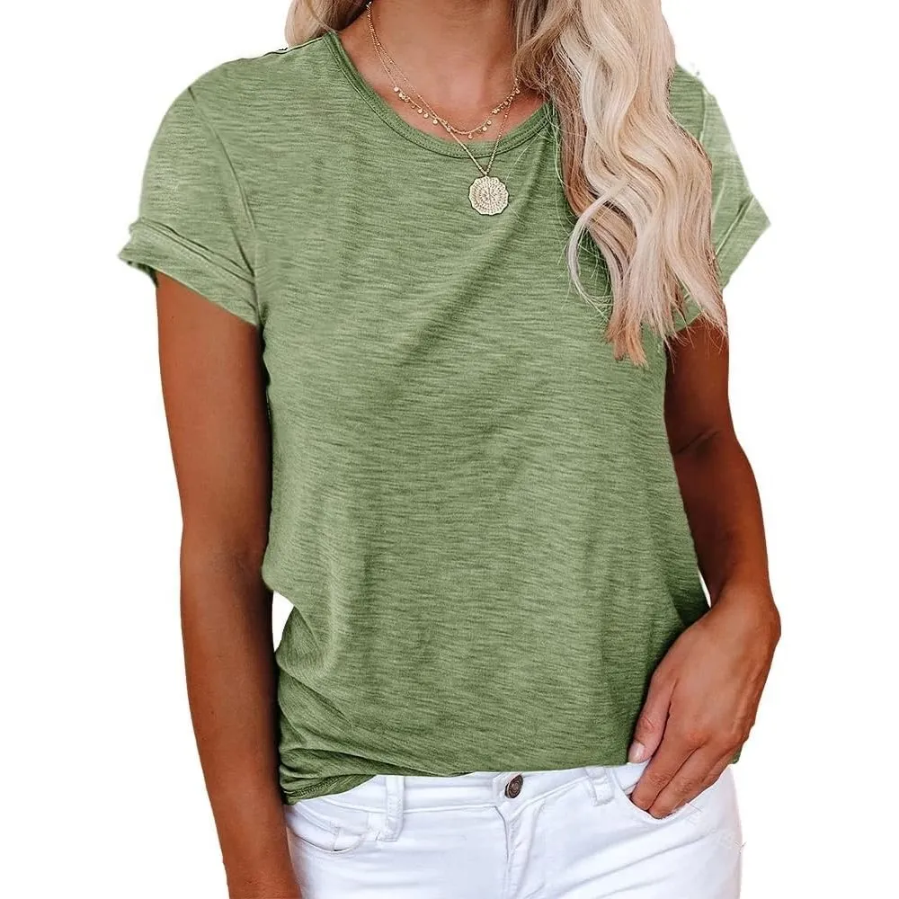 Cicy Bell T-Shirt Damen Kurzarmhemden für Damen Oberteile Rundhals Casual Locker Lässig Sommer Baumwolle T-Shirts
