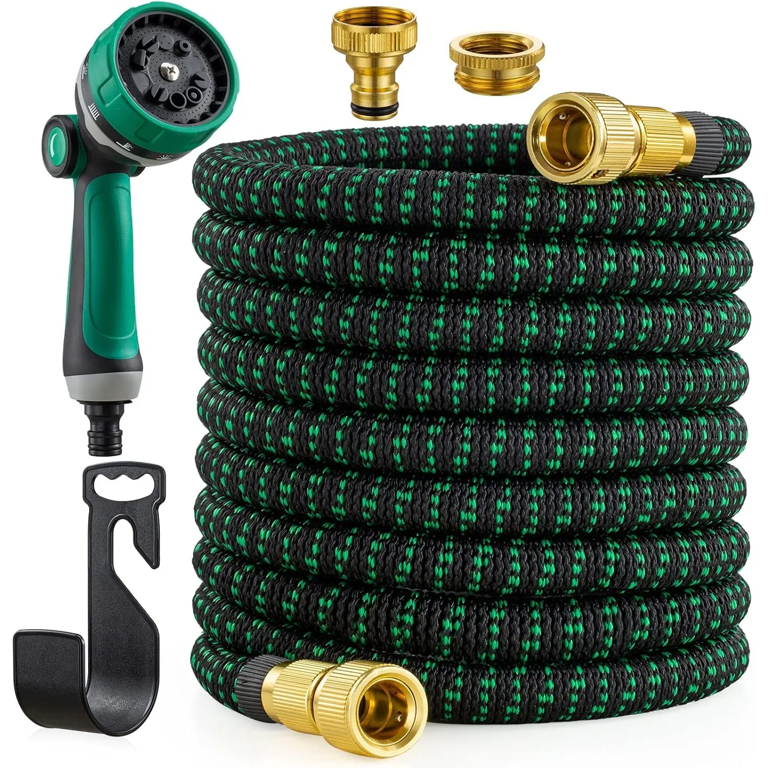 Gartenschlauch 15m Flexibel Wasserschlauch mit 10-Funktionen-Düse | Leichter Flexibler Schlauch mit 3/4 Zoll und 1/2 Zo…