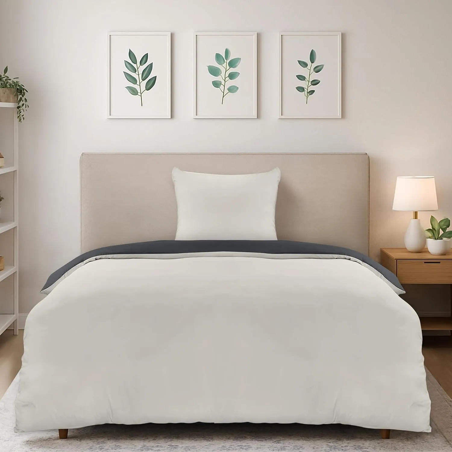 Utopia Bedding Bettwäsche 135x200 cm + 1 Kissenbezug, Dunkelgrau/Hellgrau