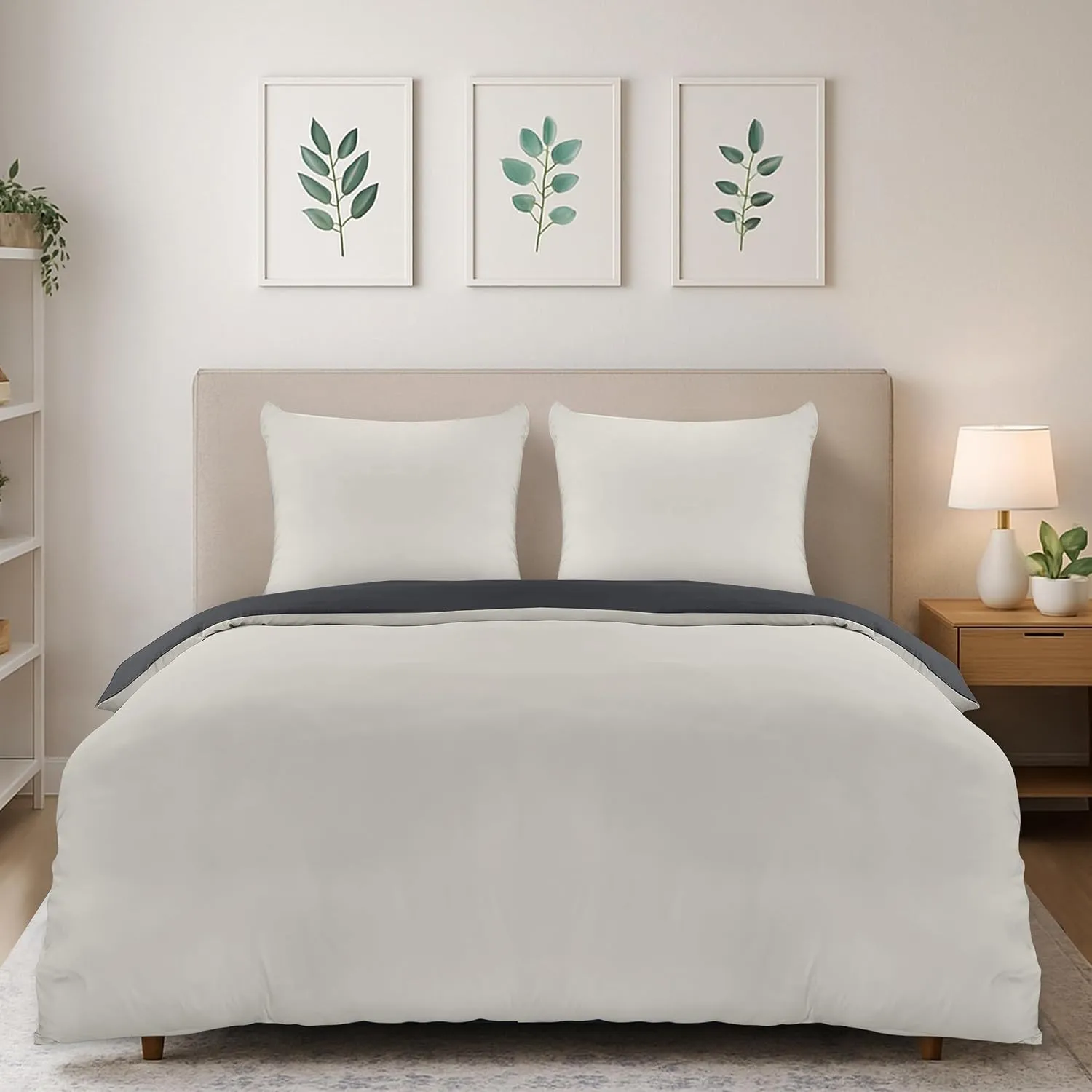 Utopia Bedding Bettwäsche 200x200 cm + 2 Kissenbezüge, Dunkelgrau/Hellgrau