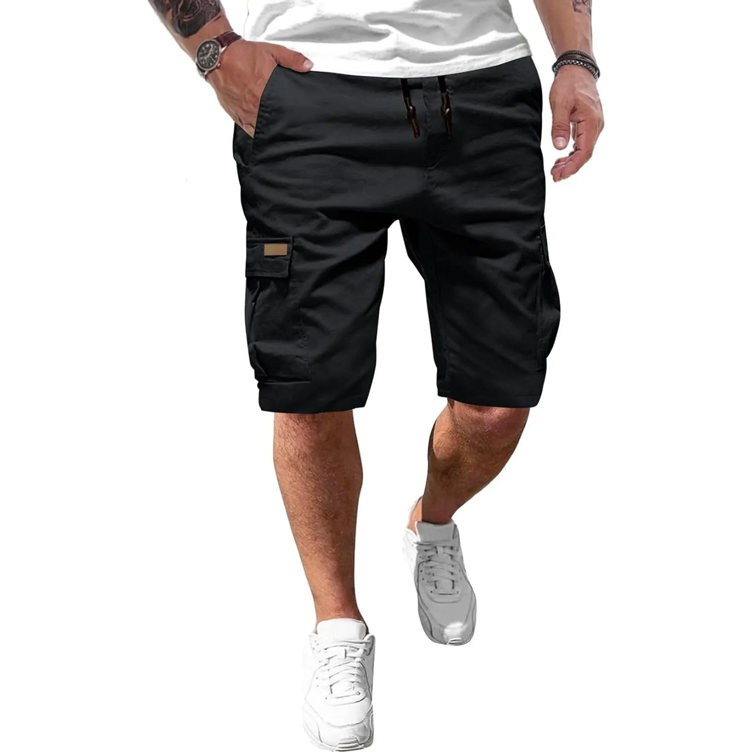 JMIERR Kurze Hosen Herren Baumwolle Cargo Shorts Herren Sommer Freizeithose mit Taschen