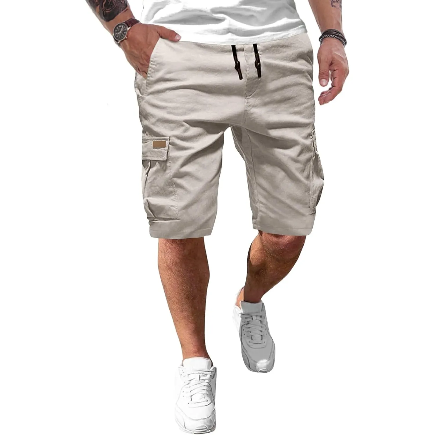 JMIERR Kurze Hosen Herren Baumwolle Cargo Shorts Herren Sommer Freizeithose mit Taschen