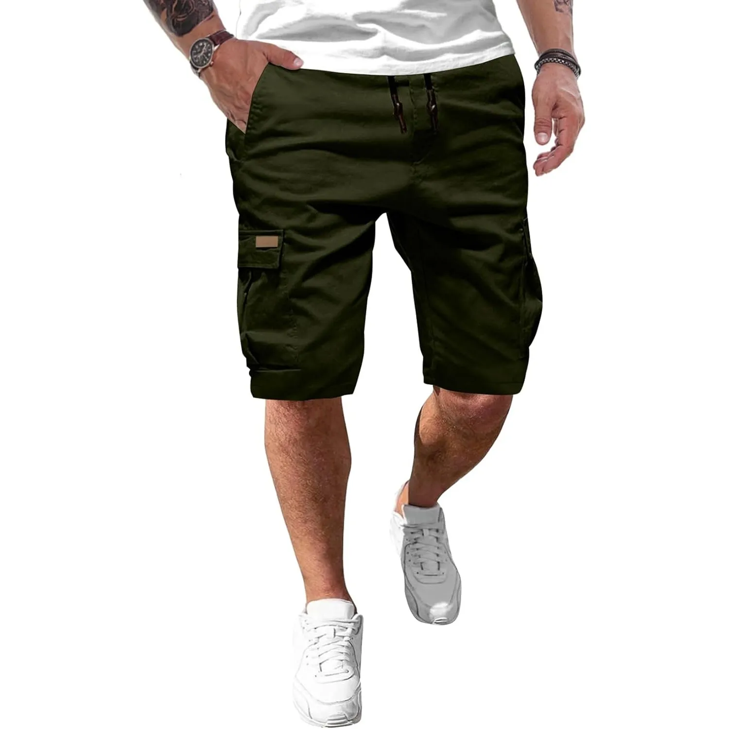 JMIERR Kurze Hosen Herren Baumwolle Cargo Shorts Herren Sommer Freizeithose mit Taschen