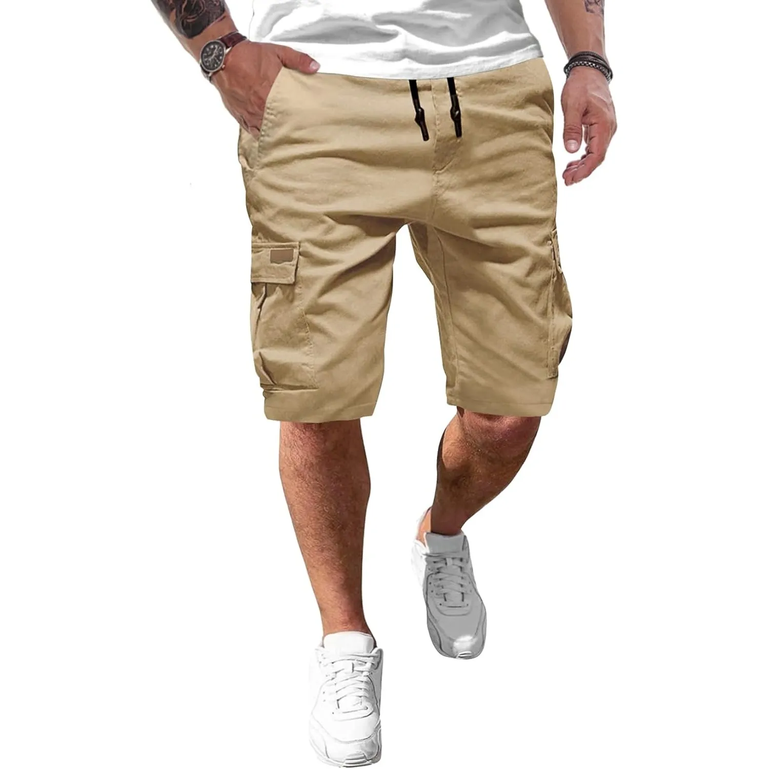 JMIERR Kurze Hosen Herren Baumwolle Cargo Shorts Herren Sommer Freizeithose mit Taschen