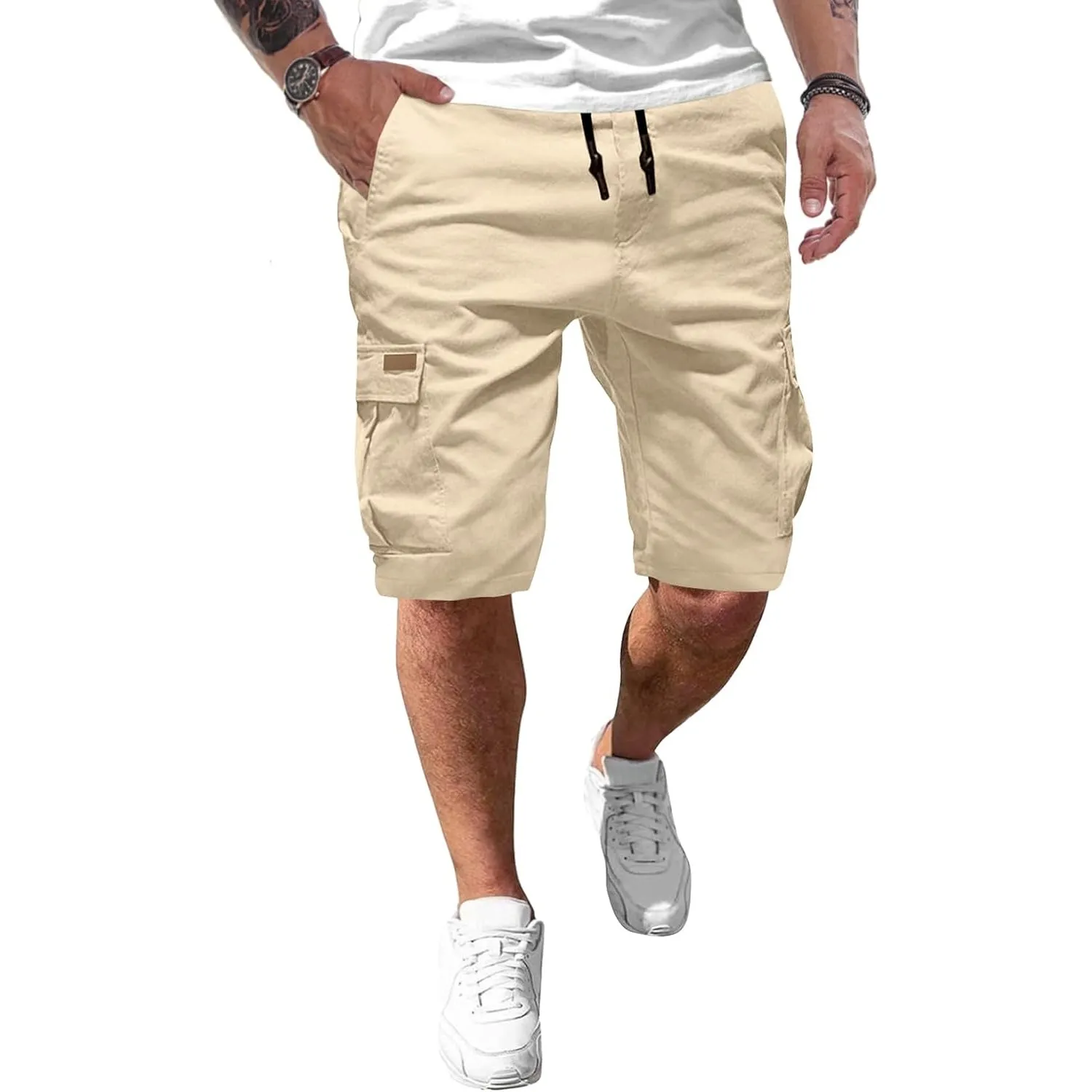 JMIERR Kurze Hosen Herren Baumwolle Cargo Shorts Herren Sommer Freizeithose mit Taschen