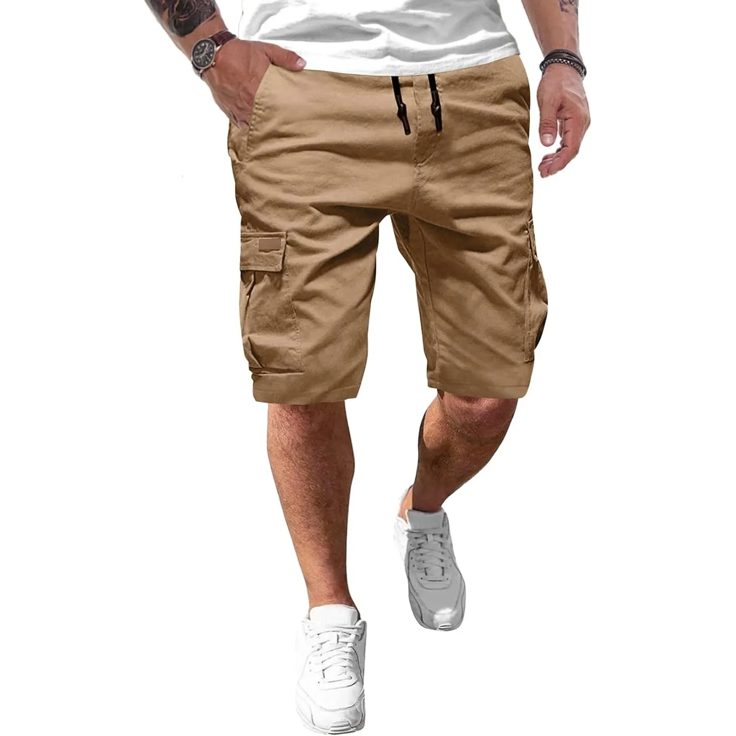 JMIERR Kurze Hosen Herren Baumwolle Cargo Shorts Herren Sommer Freizeithose mit Taschen