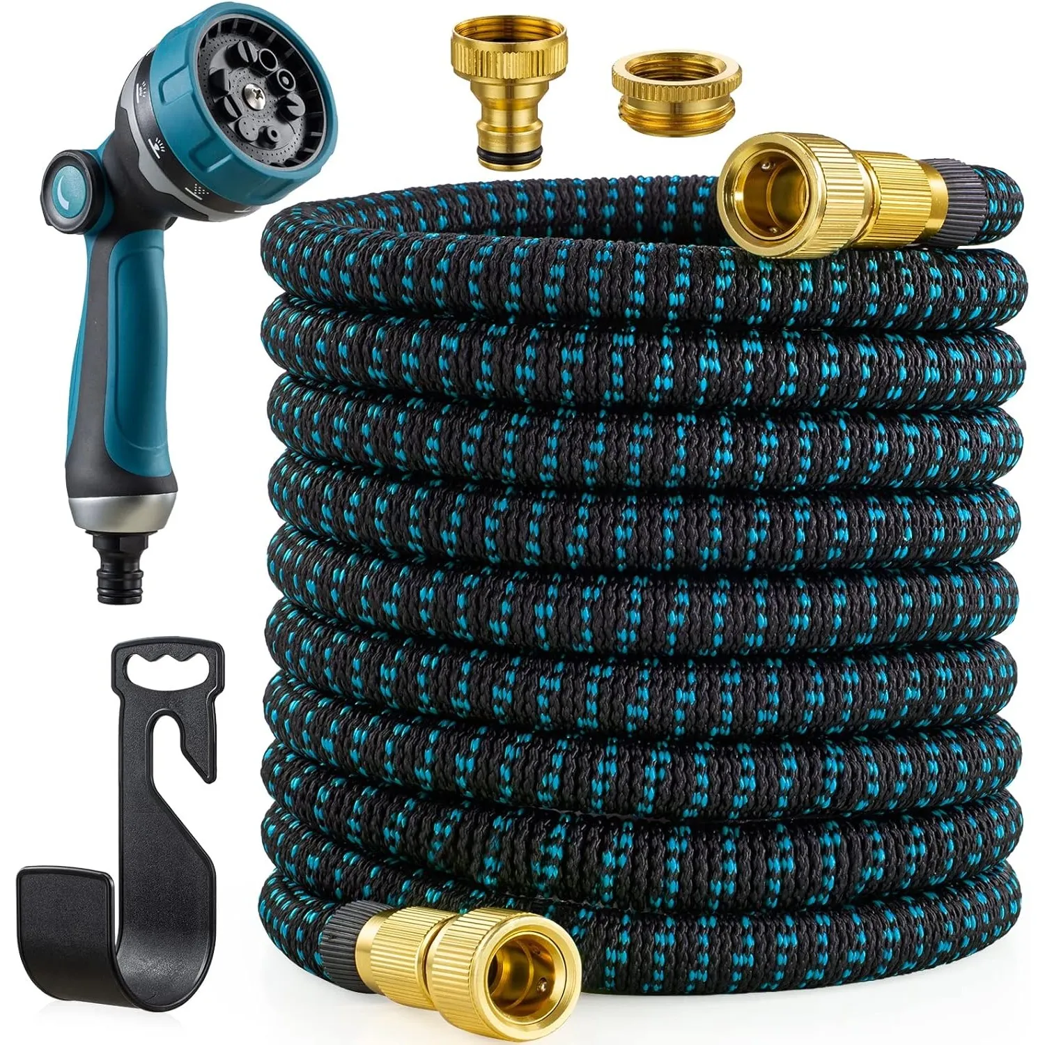 Gartenschlauch 15m Flexibel Wasserschlauch mit 10-Funktionen-Düse | Leichter Flexibler Schlauch mit 3/4 Zoll und 1/2 Zo…