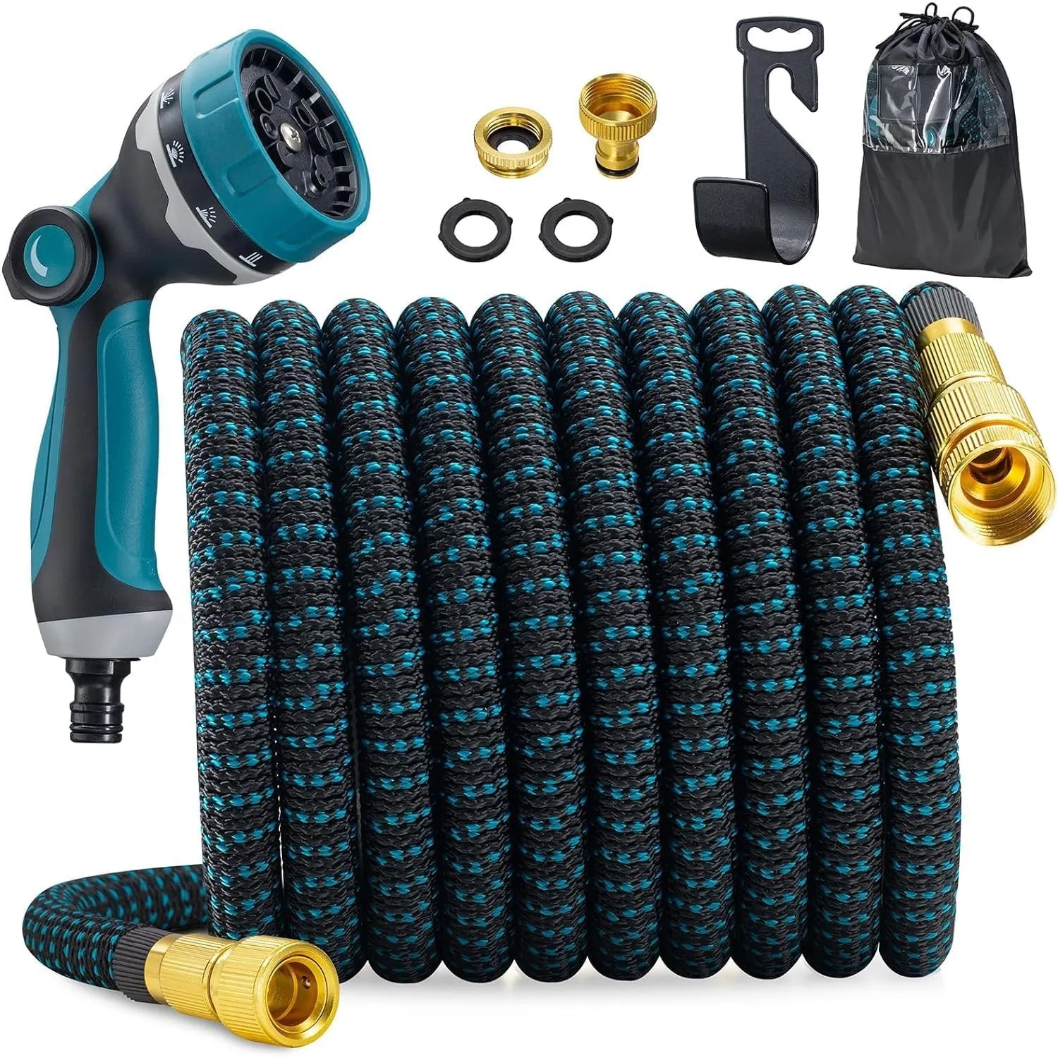 Gartenschlauch 30m Flexibel Wasserschlauch mit 10-Funktionen-Düse | Leichter Flexibler Schlauch mit 3/4 Zoll und 1/2 Zo…