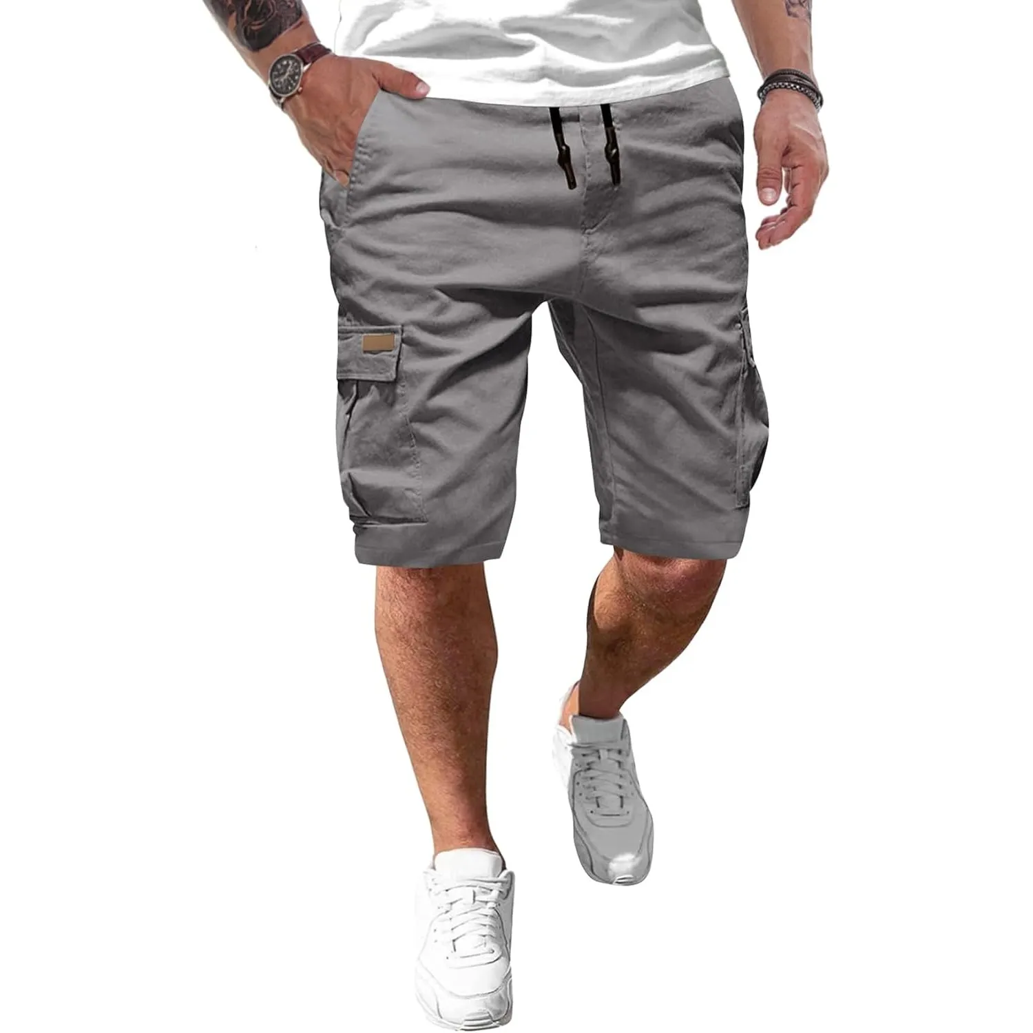 JMIERR Kurze Hosen Herren Baumwolle Cargo Shorts Herren Sommer Freizeithose mit Taschen