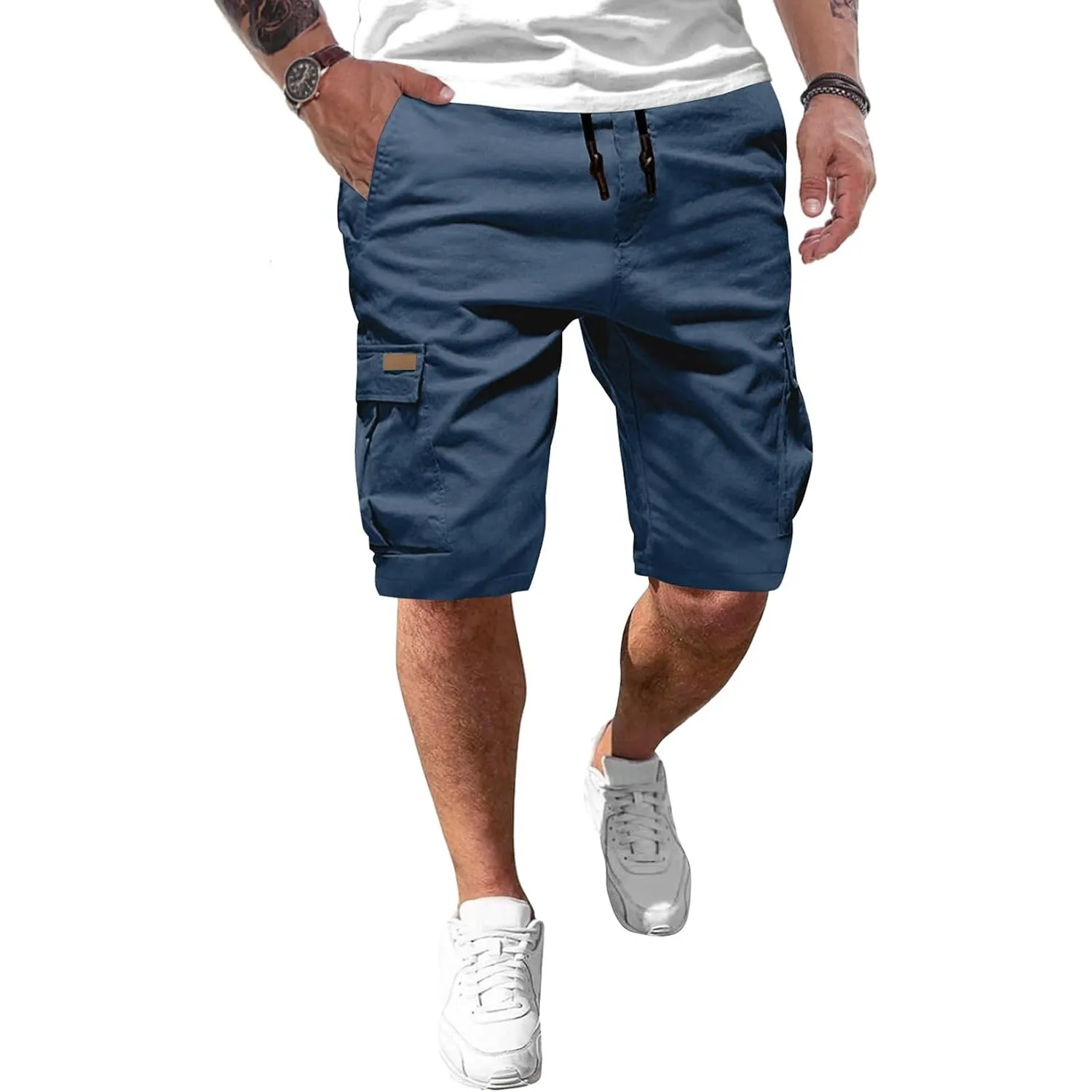 JMIERR Kurze Hosen Herren Baumwolle Cargo Shorts Herren Sommer Freizeithose mit Taschen