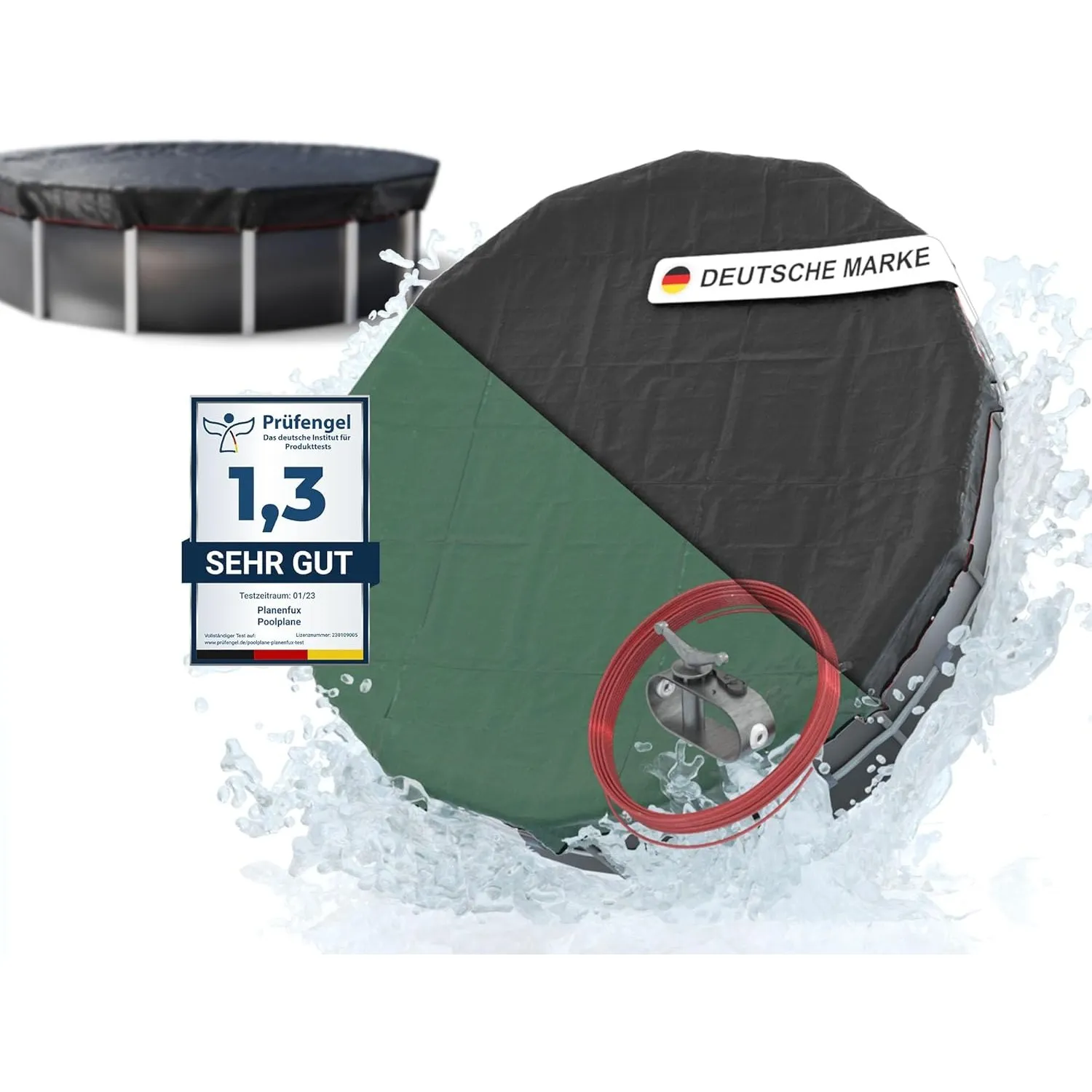 Planenfux® Poolabdeckung rund 550 cm (Für Ø 500-550cm Becken) | Solarplane