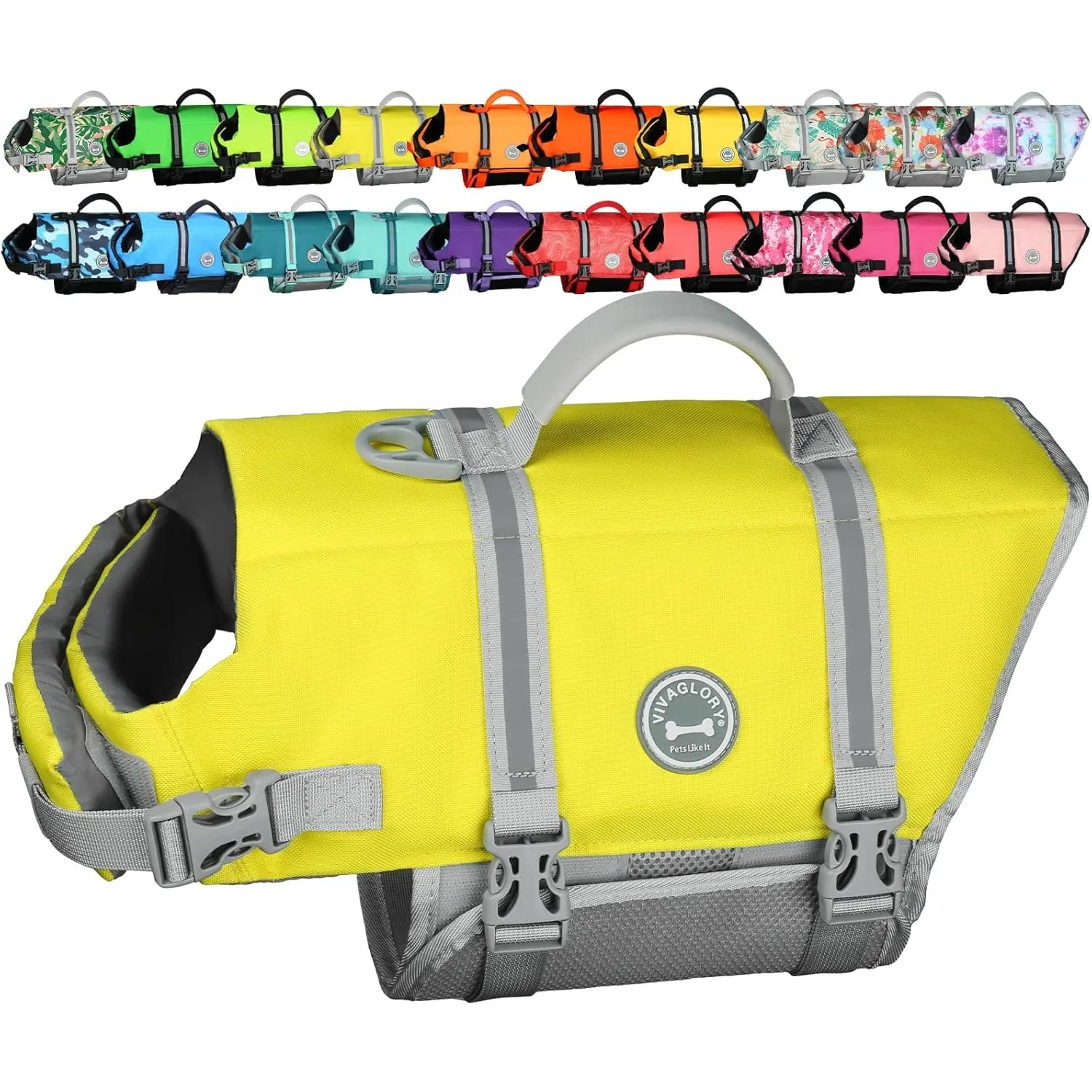 VIVAGLORY Rip Stop Schwimmweste Hund, Hundeschwimmweste, Schwimmhilfe & Auftrieb, Rettungsweste Hund für Bootfahren, XL…