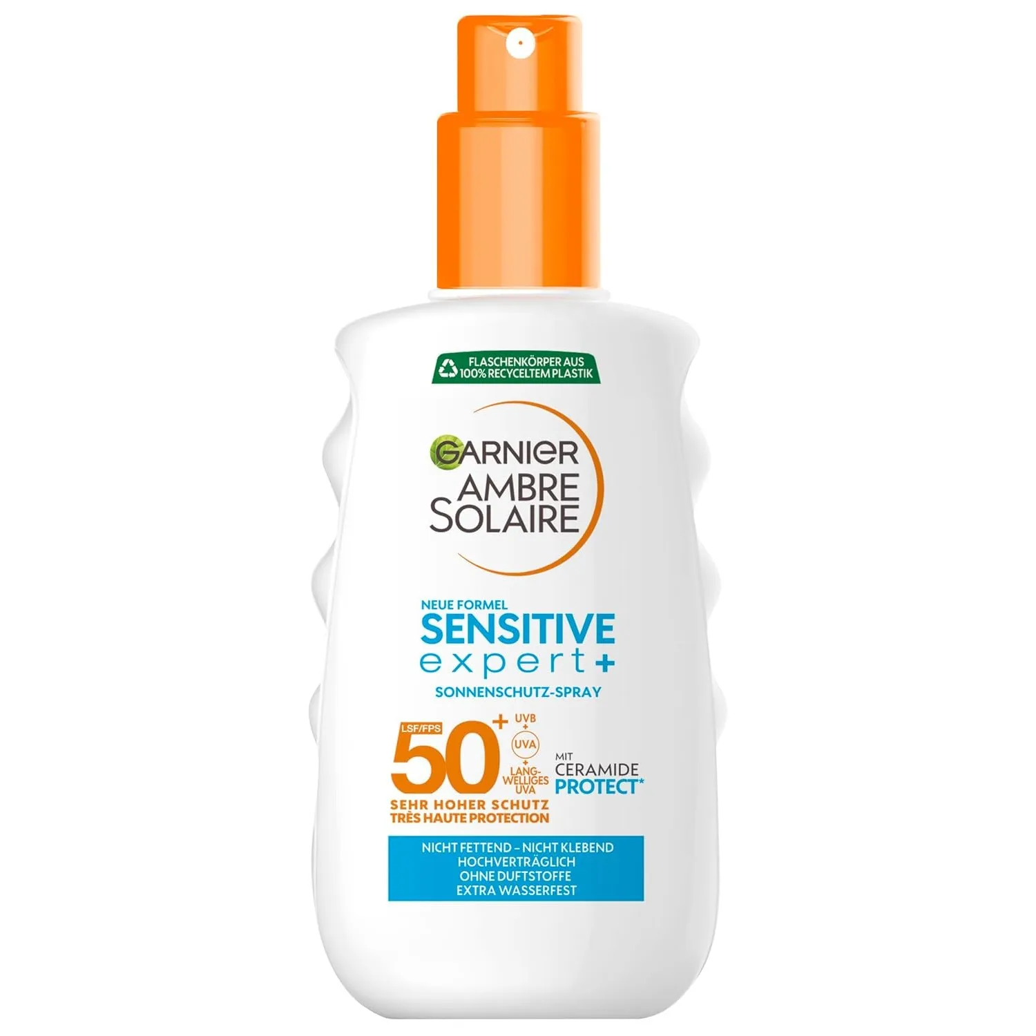 Garnier Sonnenschutz-Spray mit LSF 50+, Wasserfestes und rückstandsloses Spray für empfindliche Haut, Ambre Solaire Sen…