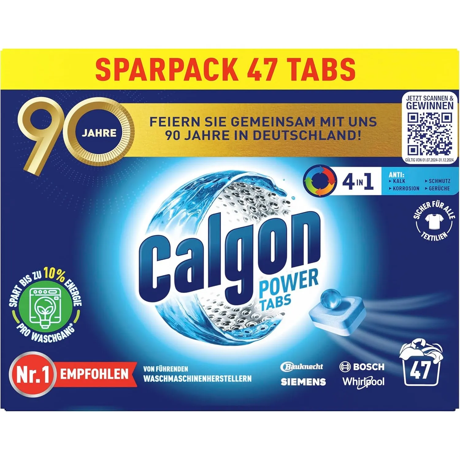 Calgon 4-in-1 Power Tabs – Waschmachinen-Entkalker gegen Geruch, Schmutz und Korrosion – Für eine saubere Waschmaschine…