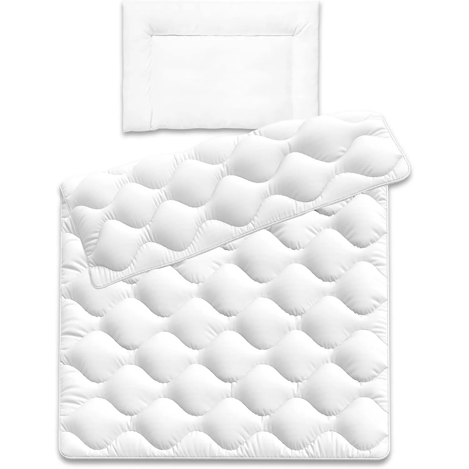Siebenschläfer Baby Bettdecke und Kissen im Set - Kinderdecke 100 x 135 mit Kopfkissen 40x60cm