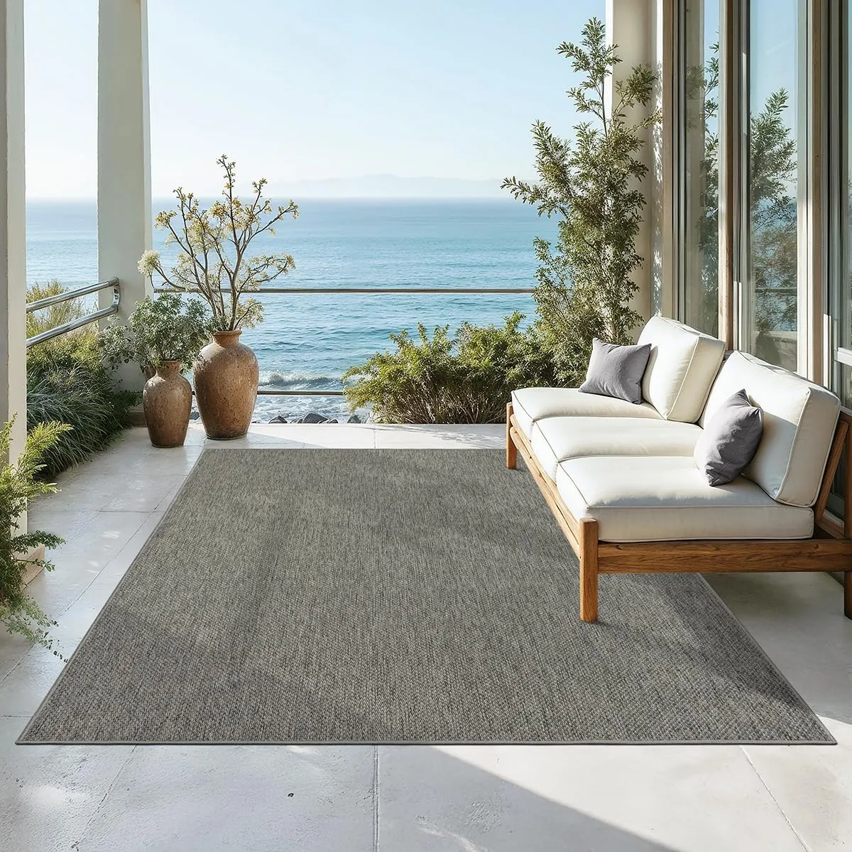 Mia´s Teppiche Malaga Outdoor Teppich Wetterfest – Balkonteppich & Terrassenteppich, Indoor Outdoor Flachgewebe, Waschb…