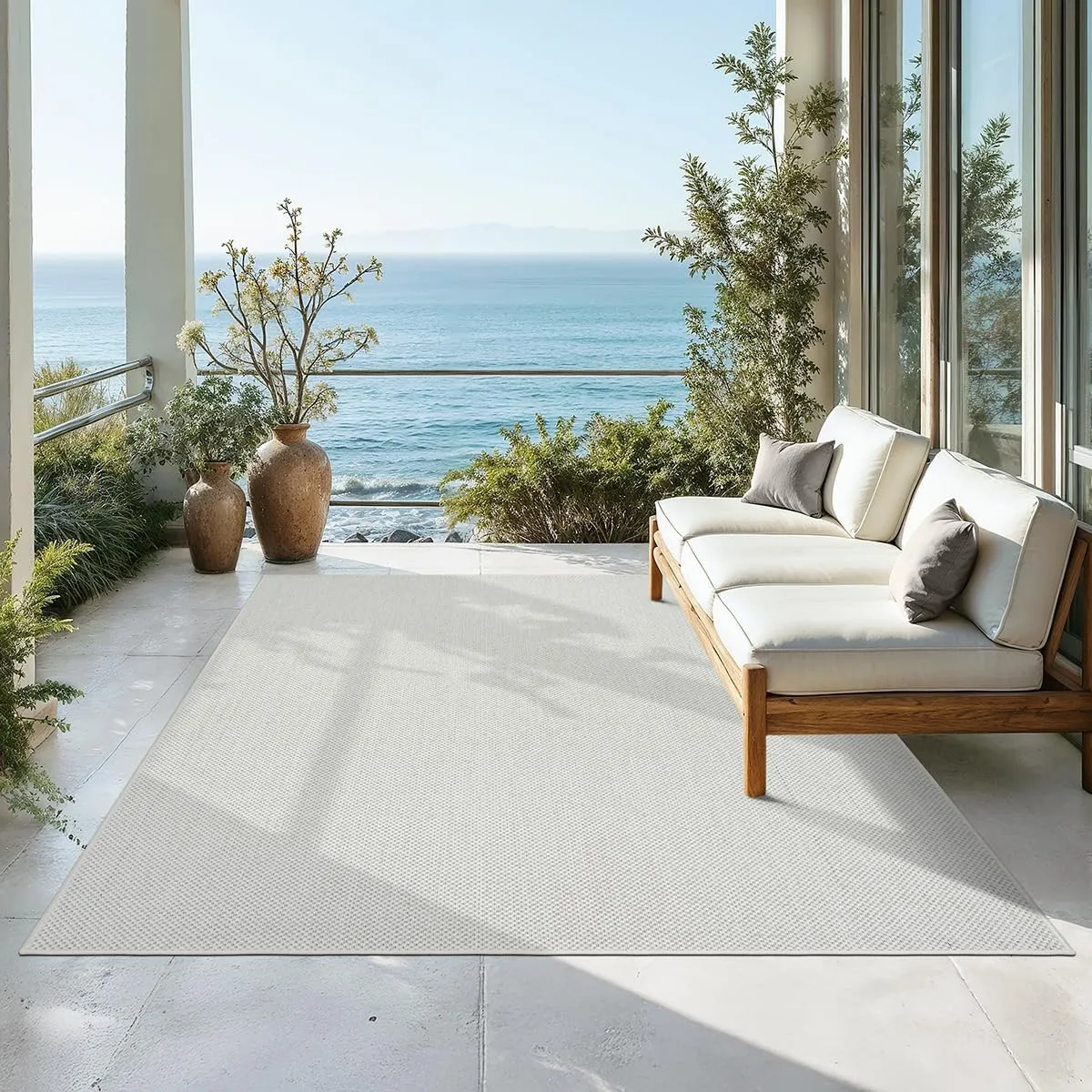 Mia´s Teppiche Malaga Outdoor Teppich Wetterfest – Balkonteppich & Terrassenteppich, Indoor Outdoor Flachgewebe, Waschb…
