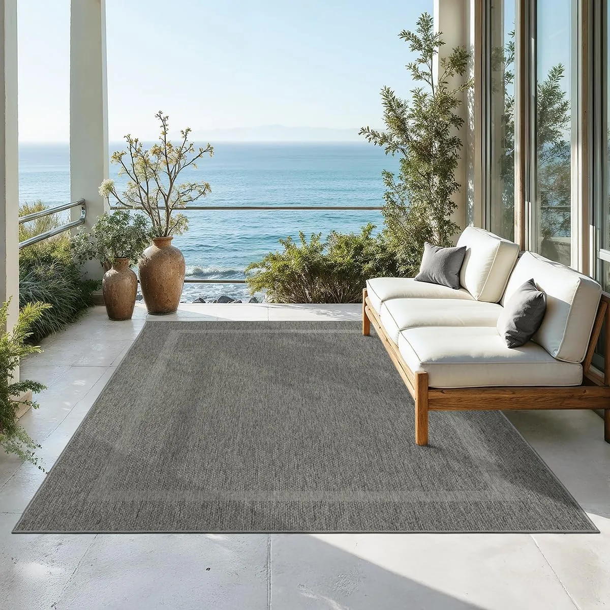 Mia´s Teppiche Malaga Outdoor Teppich Wetterfest – Balkonteppich & Terrassenteppich, Indoor Outdoor Flachgewebe, Waschb…
