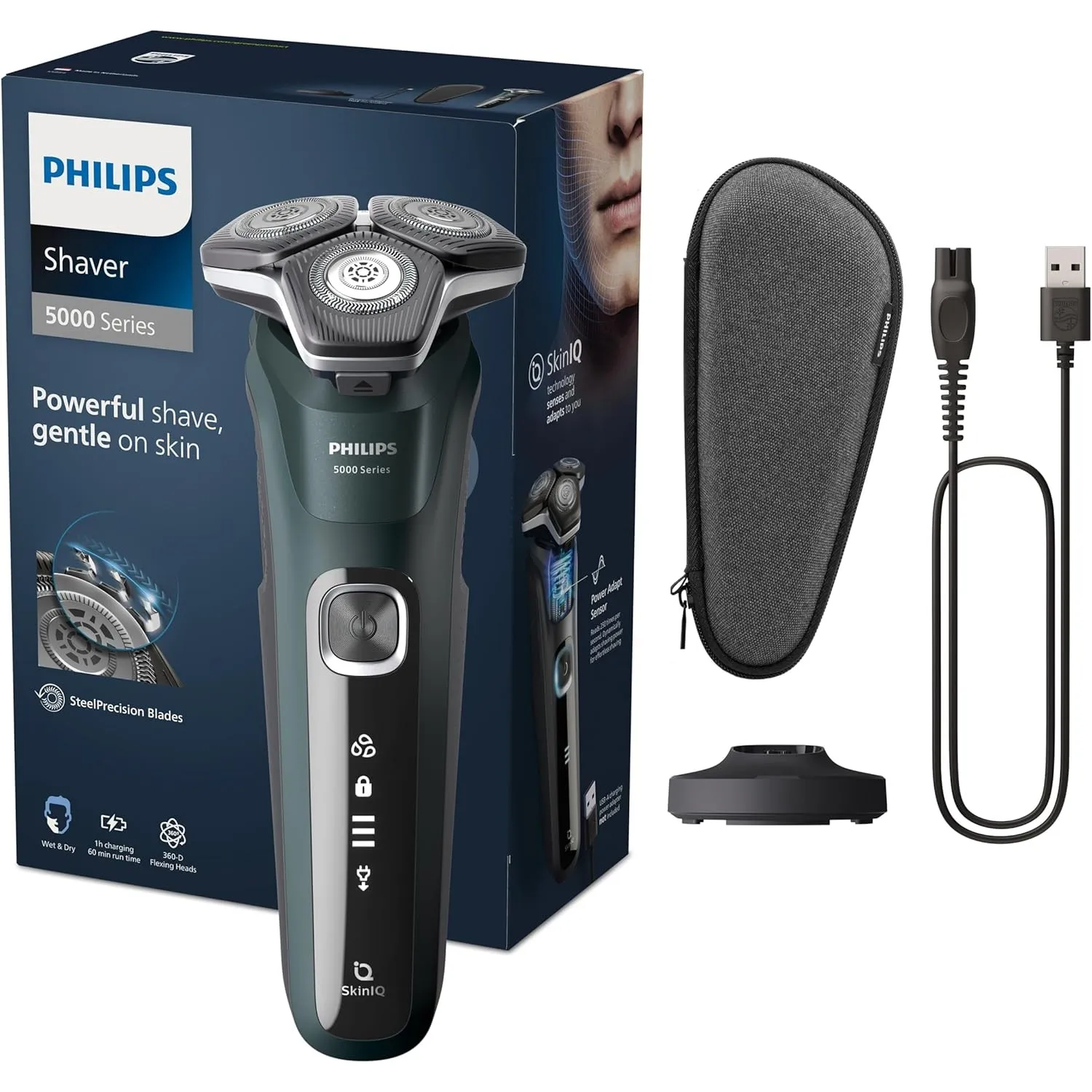 Philips Shaver Series 5000 – Elektrischer Nass- und Trockenrasierer, Rasierer für Herren, mit ausklappbarem Trimmer, La…