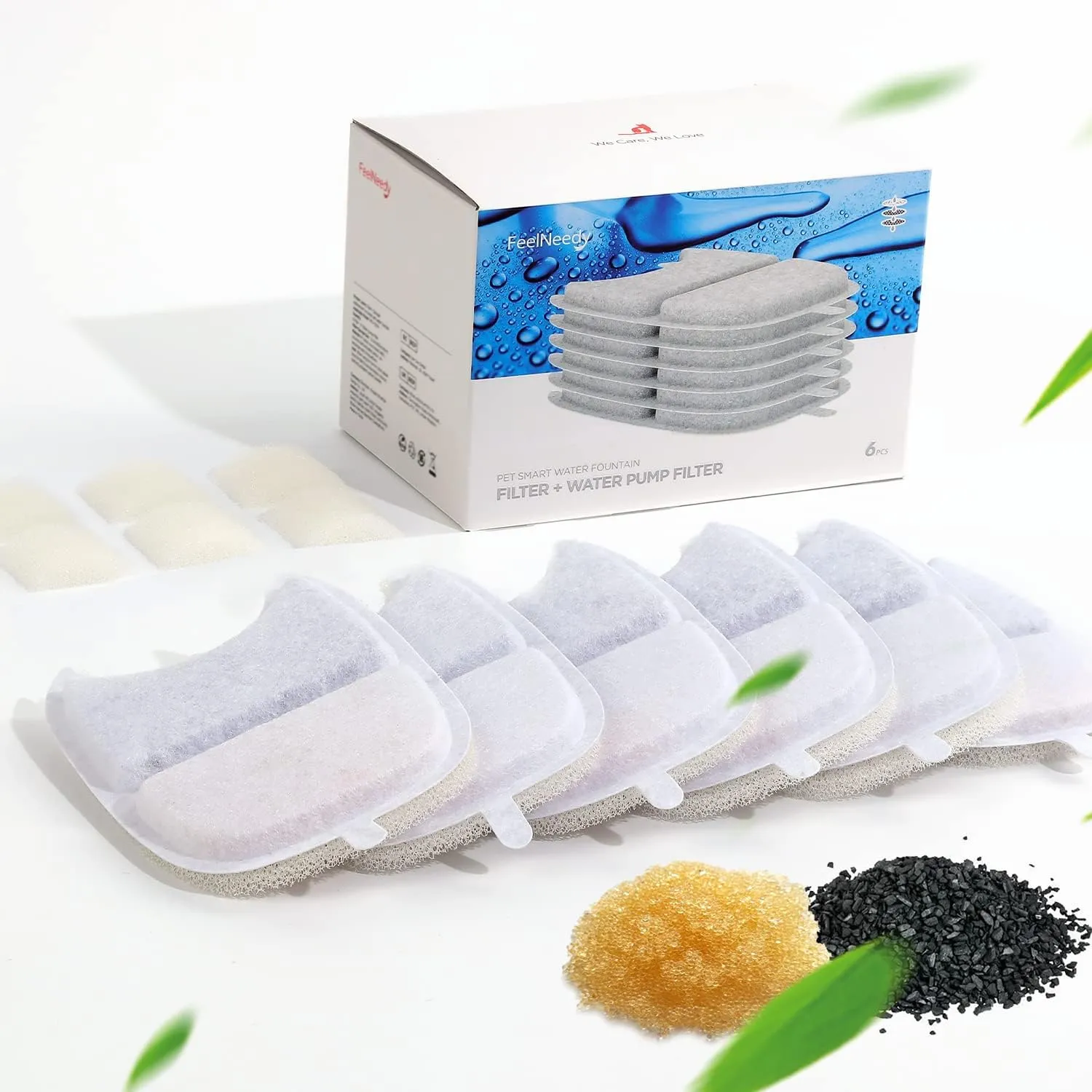 FEELNEEDY 6 Packung Katzenbrunnen Filter Schwämme Ersatz, Haustier Wasser-Brunnen-Filter für 4L Katzenbrunnen mit Beweg…
