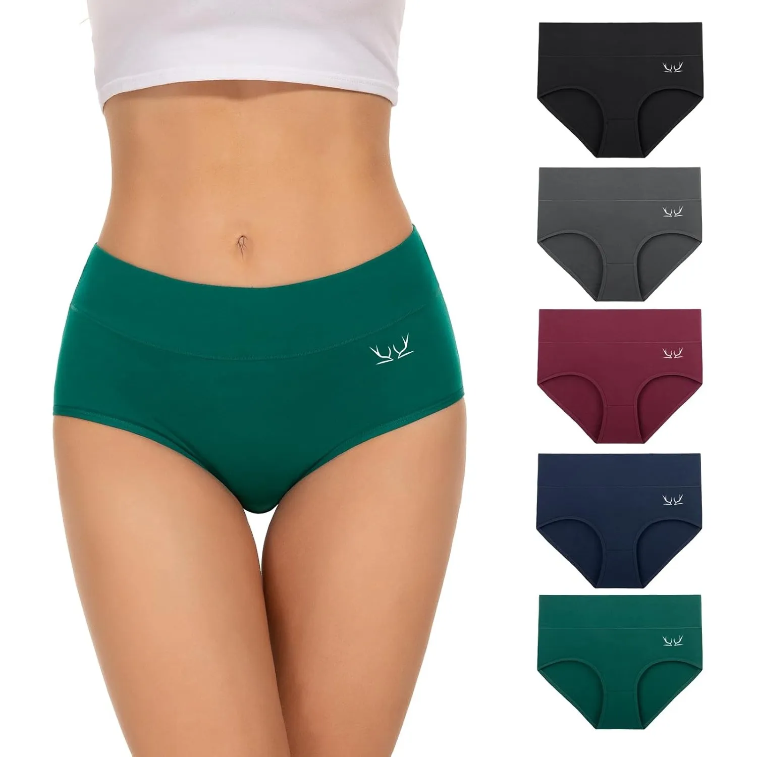 TANSTC Unterhosen Damen 5er Pack Stretch Baumwolle Hohe Taille Slips Atmungsaktiv Panties Weich Frauen Unterwäsche