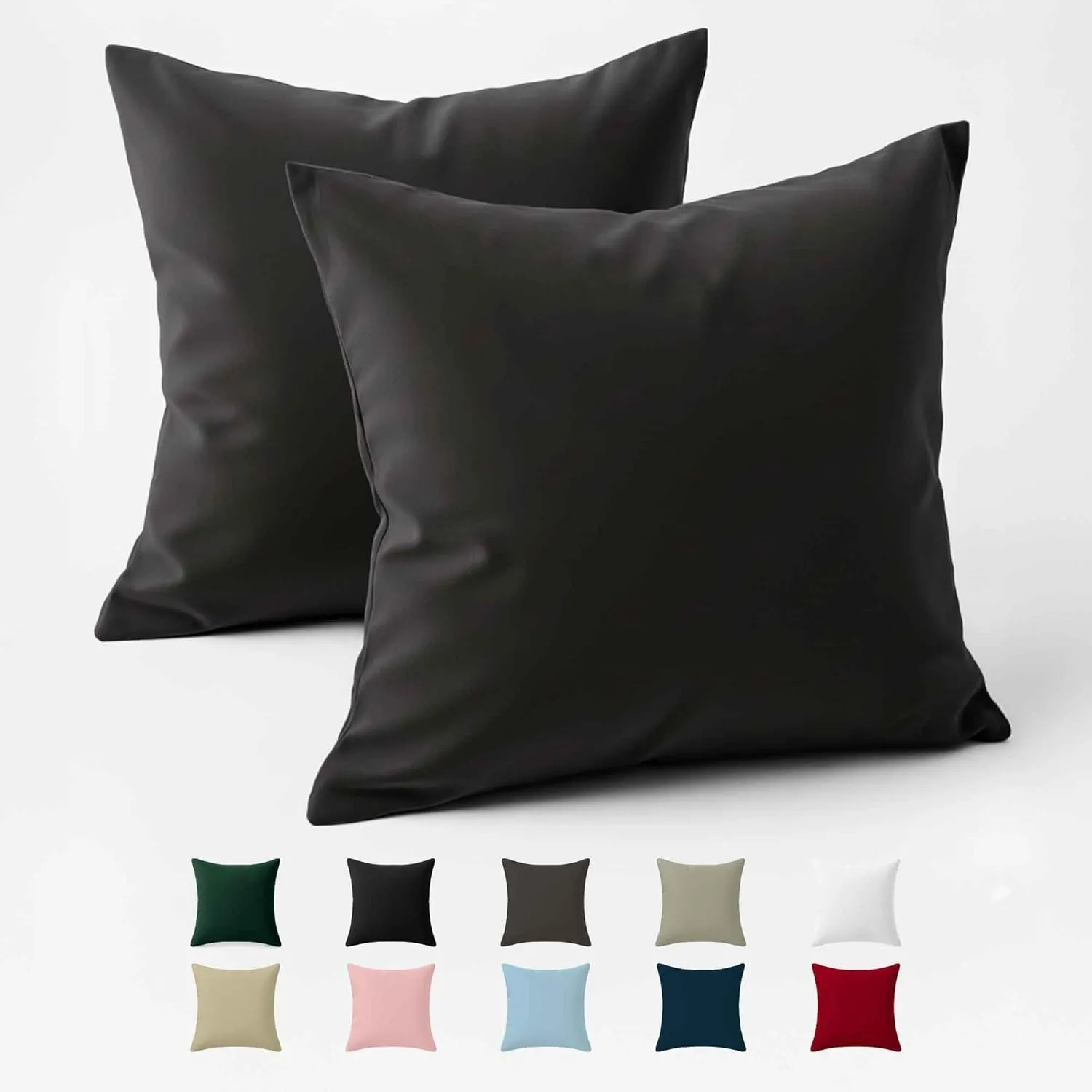 Dreamzie - Kissenbezug 80x80cm - 100% Baumwolle Renforcé - Anthrazit