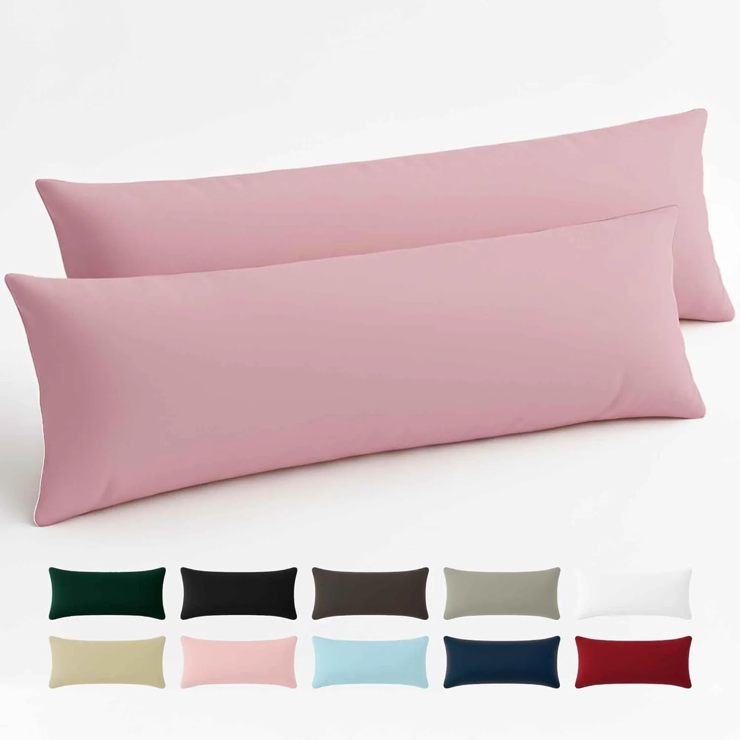 Dreamzie Kissenbezug 40x145 Baumwolle Renforcé (2er-Set) - Rosa - Dicht gewebt mit 57 Fäden/cm² - Kissenbezug 40 x 145 …