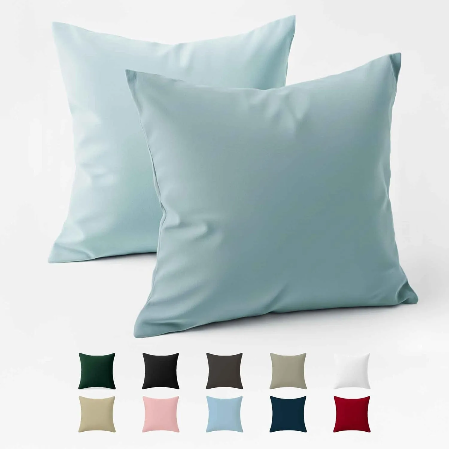 Kissenbezug 60x60 Baumwolle Renforcé (2er-Set) - Hellblau - Dicht gewebt mit 57 Fäden/cm² - Kissenhülle 60x60 cm - Oeko…
