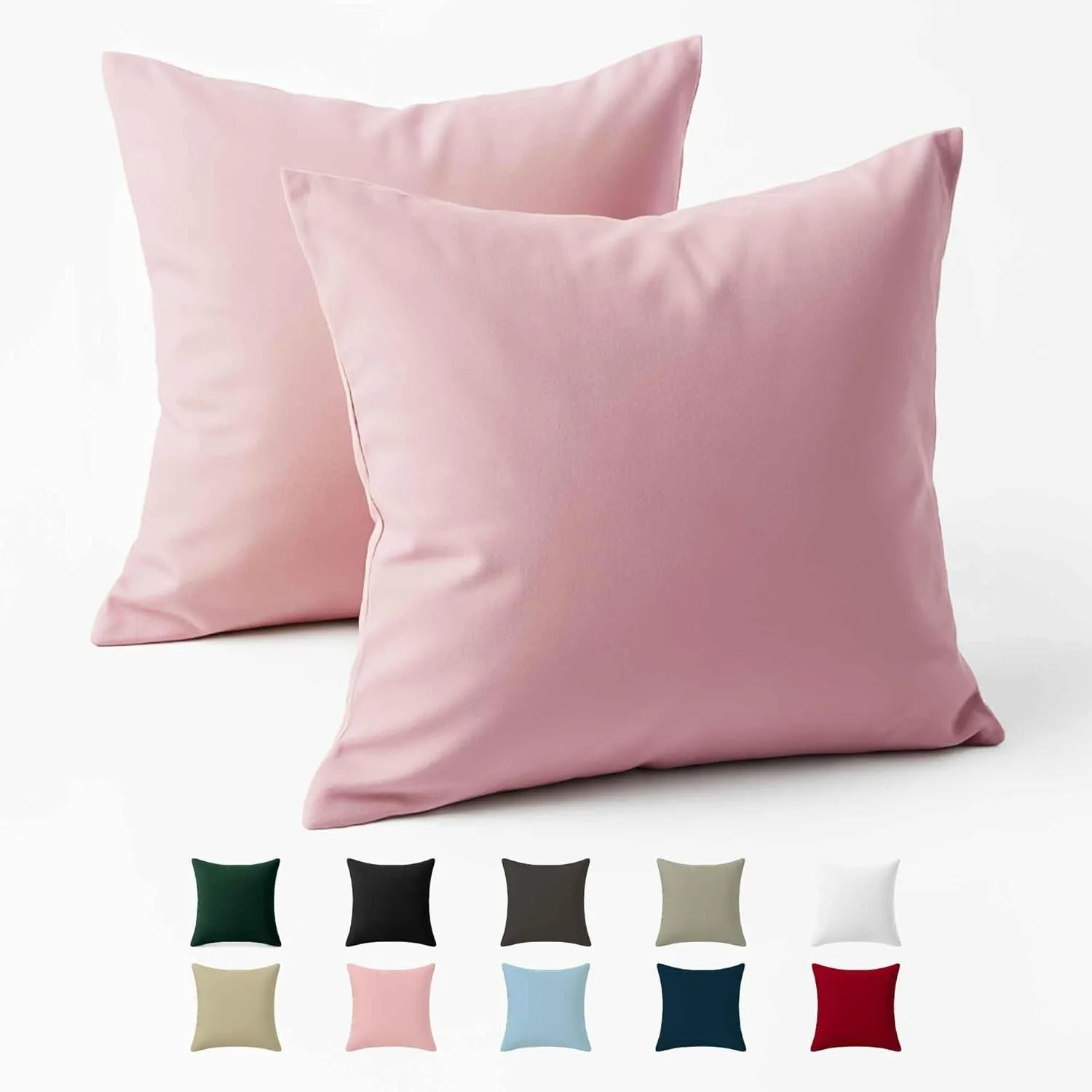 Kissenbezug 50x50 Baumwolle Renforcé (2er-Set) - Rosa - Dicht gewebt mit 57 Fäden/cm² - Kissenhülle 50x50 cm - Oeko Tex…