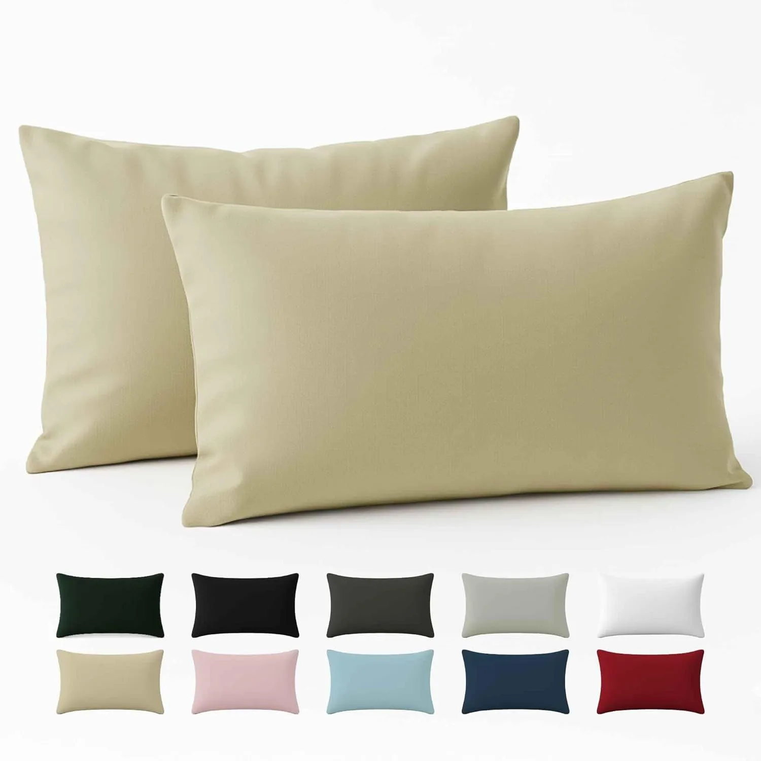 Dreamzie - Kissenbezug 30x50 cm - 100% Baumwolle Renforcé - Beige | 2er Set · Oeko-Tex zertifiziert · mit Reißverschlus…
