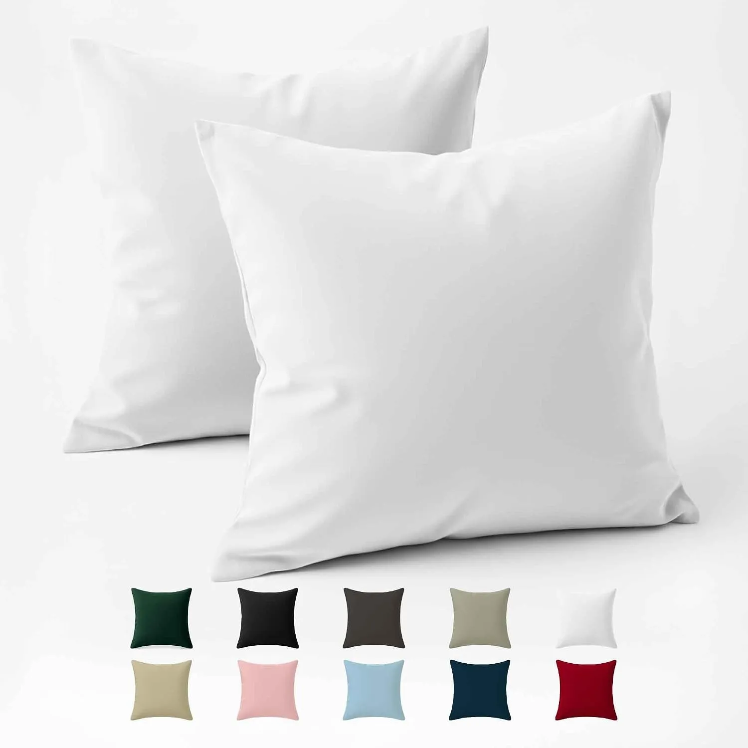 Kissenbezug 50x50 Baumwolle Renforcé (2er-Set) - Weiss - Dicht gewebt mit 57 Fäden/cm² - Kissenhülle 50x50 cm - Oeko Te…