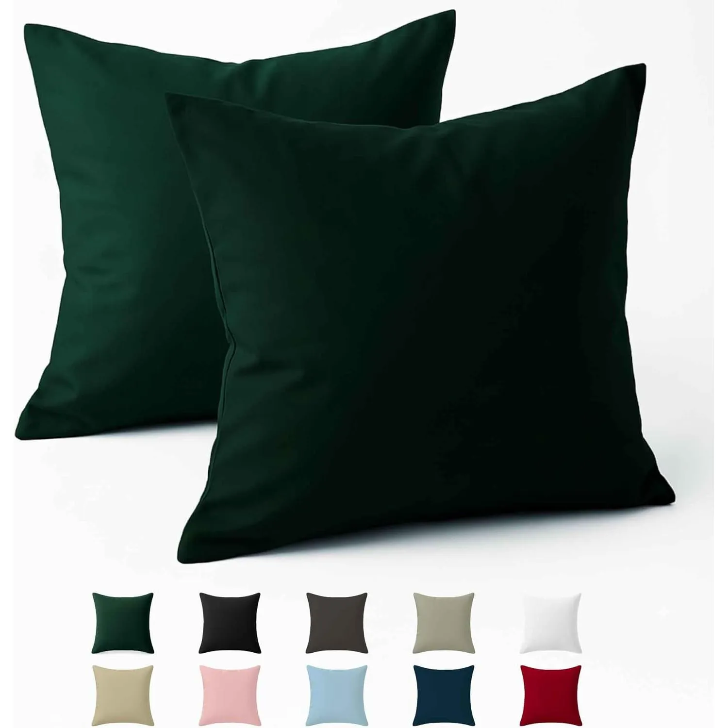 Kissenbezug 40x40 Baumwolle Renforcé (2er-Set) - Grün - Dicht gewebt mit 57 Fäden/cm² - 40x40cm Kissenbezug - Oeko Tex …