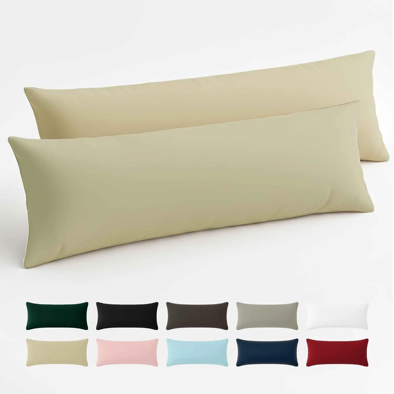 Kissenbezug 40x145 Baumwolle Renforcé (2er-Set) - Beige - Dicht gewebt mit 57 Fäden/cm² - Kissenbezug 40 x 145 cm - Oek…