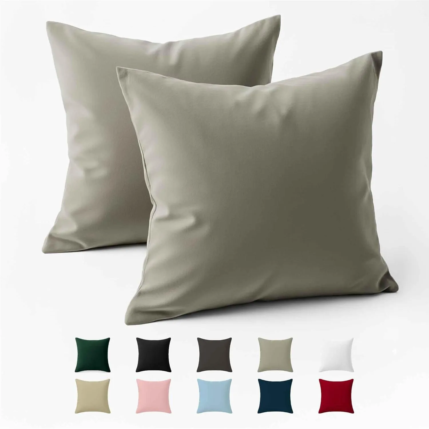 Dreamzie Kissenbezug 80x80 Baumwolle Renforcé (2er-Set) - Hellgrau - Dicht gewebt mit 57 Fäden/cm² - Kissenbezug 80x80 …