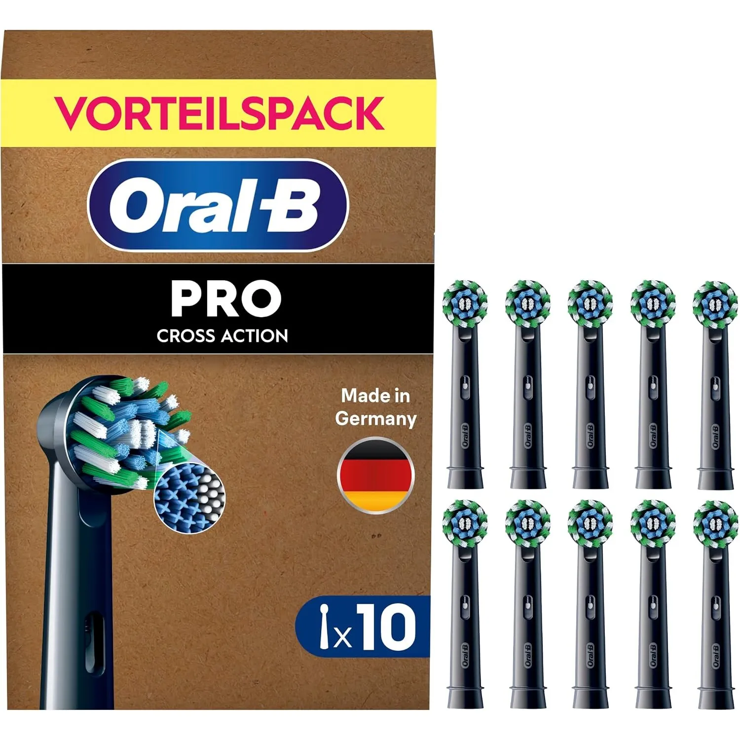 Oral-B Aufsteckbürsten PRO CrossAction, Schwarz, 10 Stück
