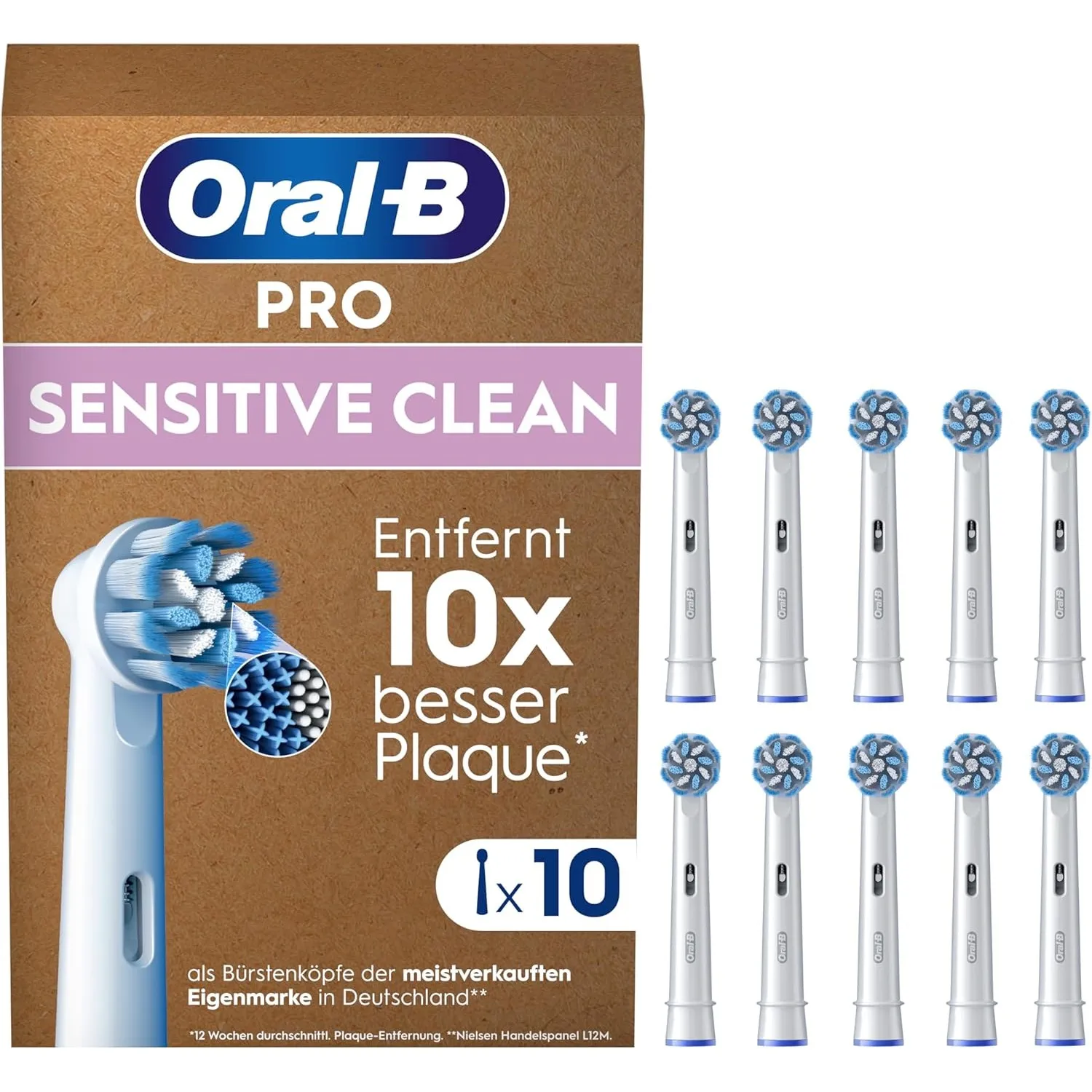 Oral-B Aufsteckbürsten PRO Sensitive Clean, Weiß, 10 Stück