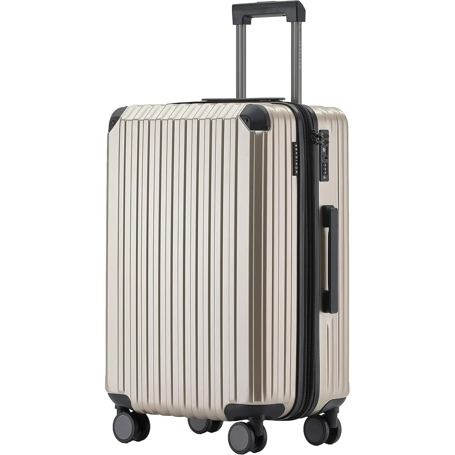 Münicase XL Hartschalenkoffer 76 cm Erweiterbar mit TSA-Schloss, Leise Doppelrollen, Großer Reisekoffer, Champagner