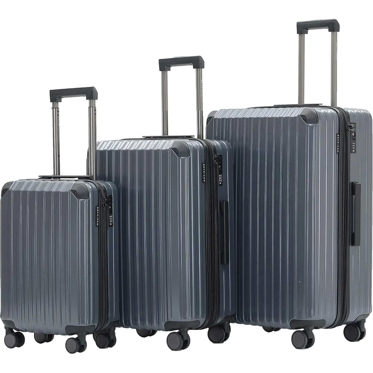 Münicase Kofferset 3 TLG., TSA, Hartschalenkoffer, Businessgrey | M/L/XL, ineinander stapelbar, Schutzecken, 360° Rolle…